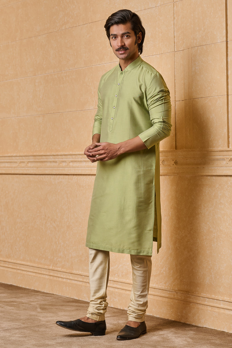 Light Green Zero Point Collar Single Kurta