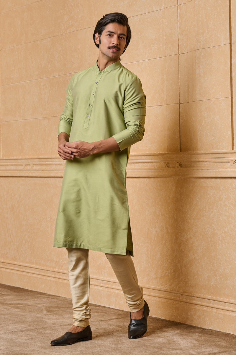 Light Green Zero Point Collar Single Kurta