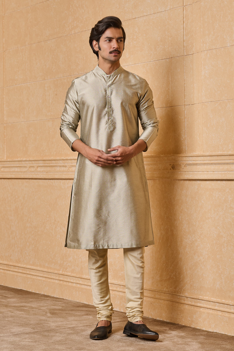 Light Grey Zero Point Collar Single Kurta