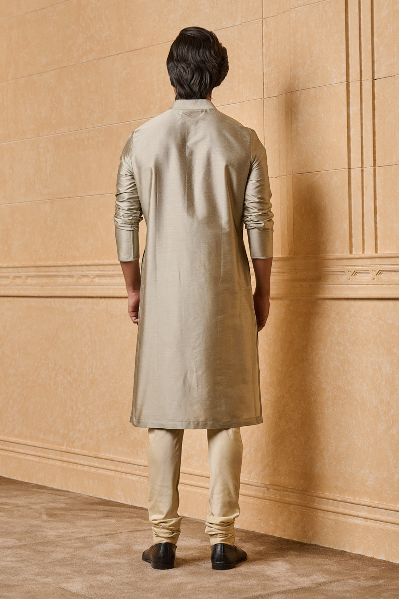 Light Grey Zero Point Collar Single Kurta