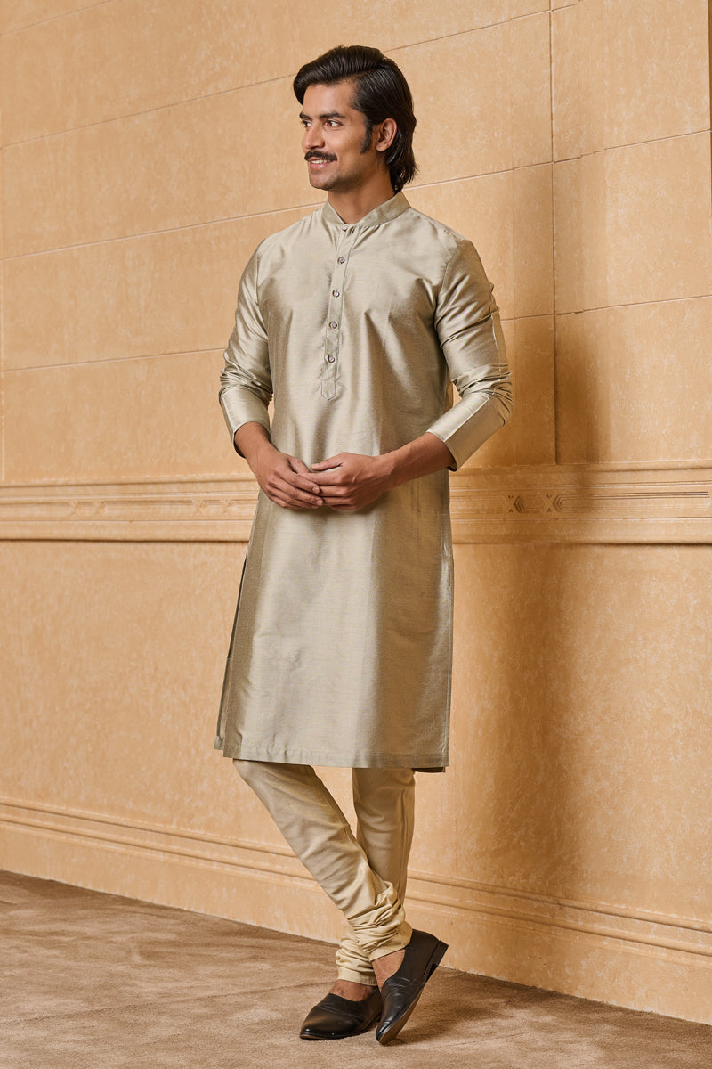 Light Grey Zero Point Collar Single Kurta