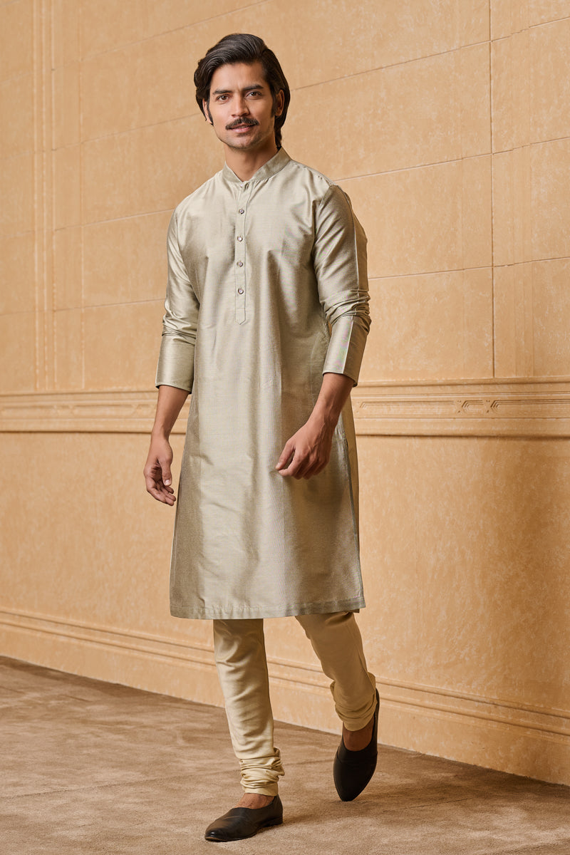 Light Grey Zero Point Collar Single Kurta