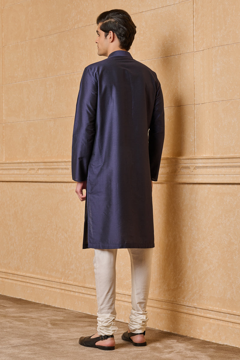 Navy Zero Point Collar Single Kurta