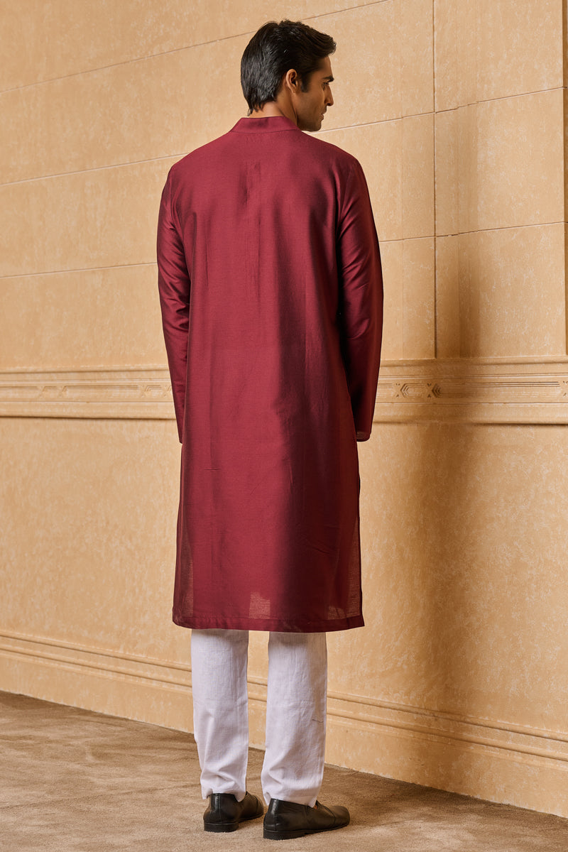 Wine Zero Point Collar Single Kurta