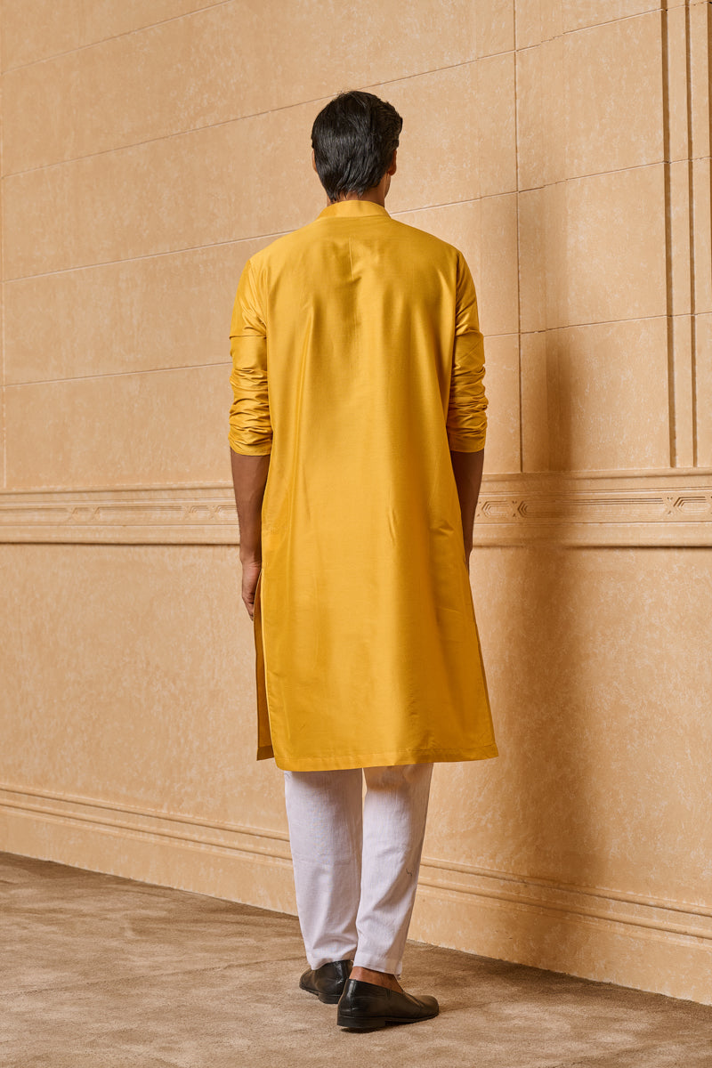 Yellow Ochre Zero Point Collar Single Kurta