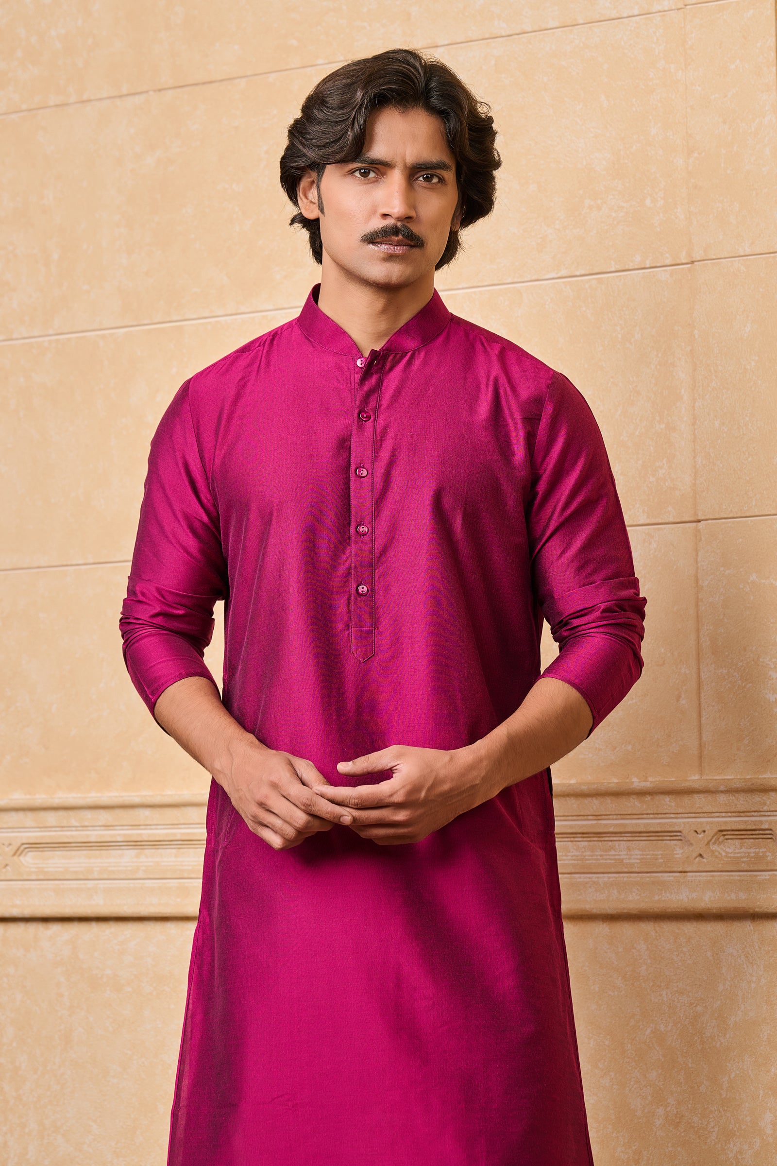 Purple Zero Point Collar Kurta