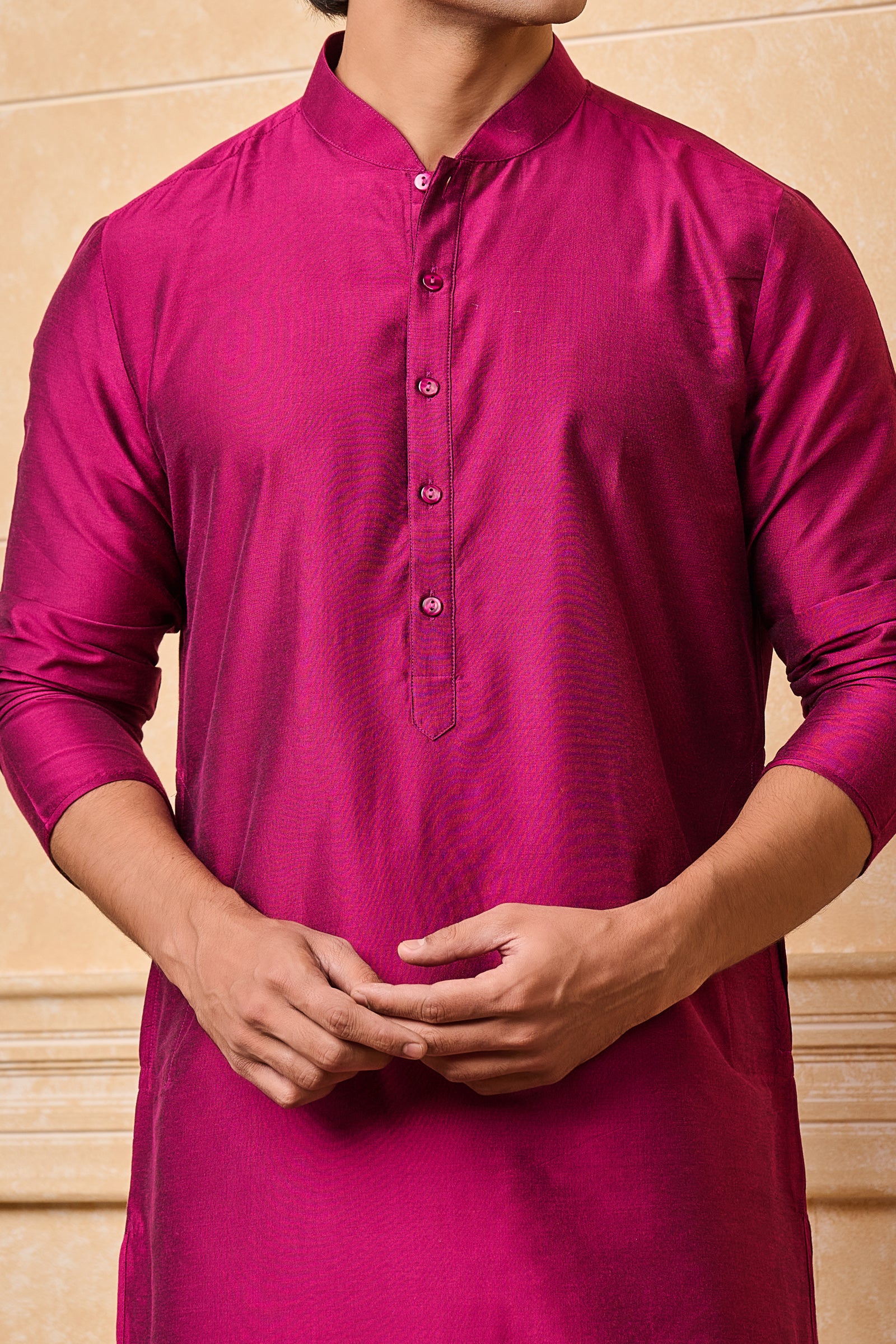 Purple Zero Point Collar Kurta