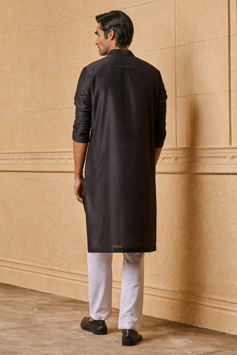 Black Zero Point Collar Single Kurta