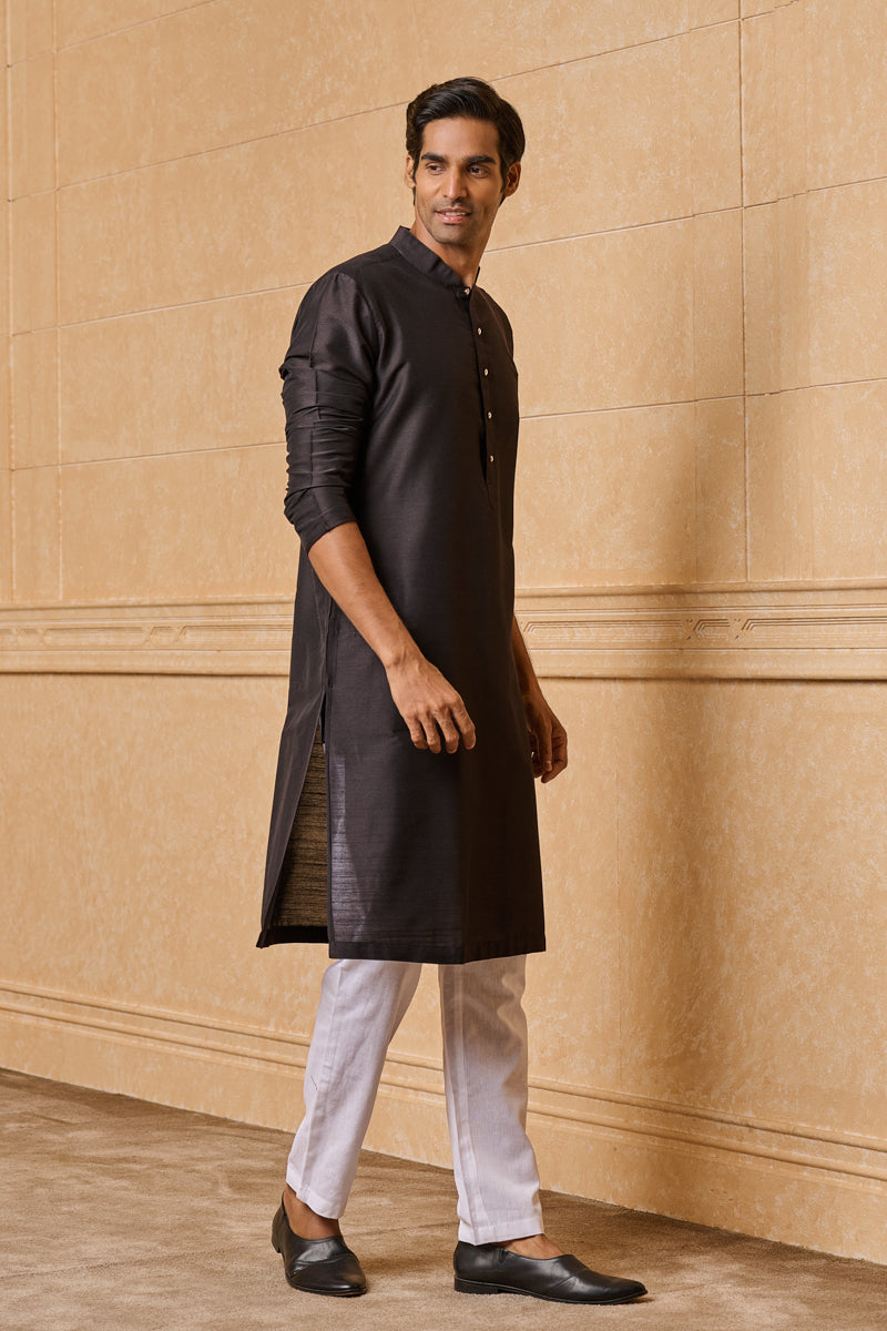 Black Zero Point Collar Single Kurta