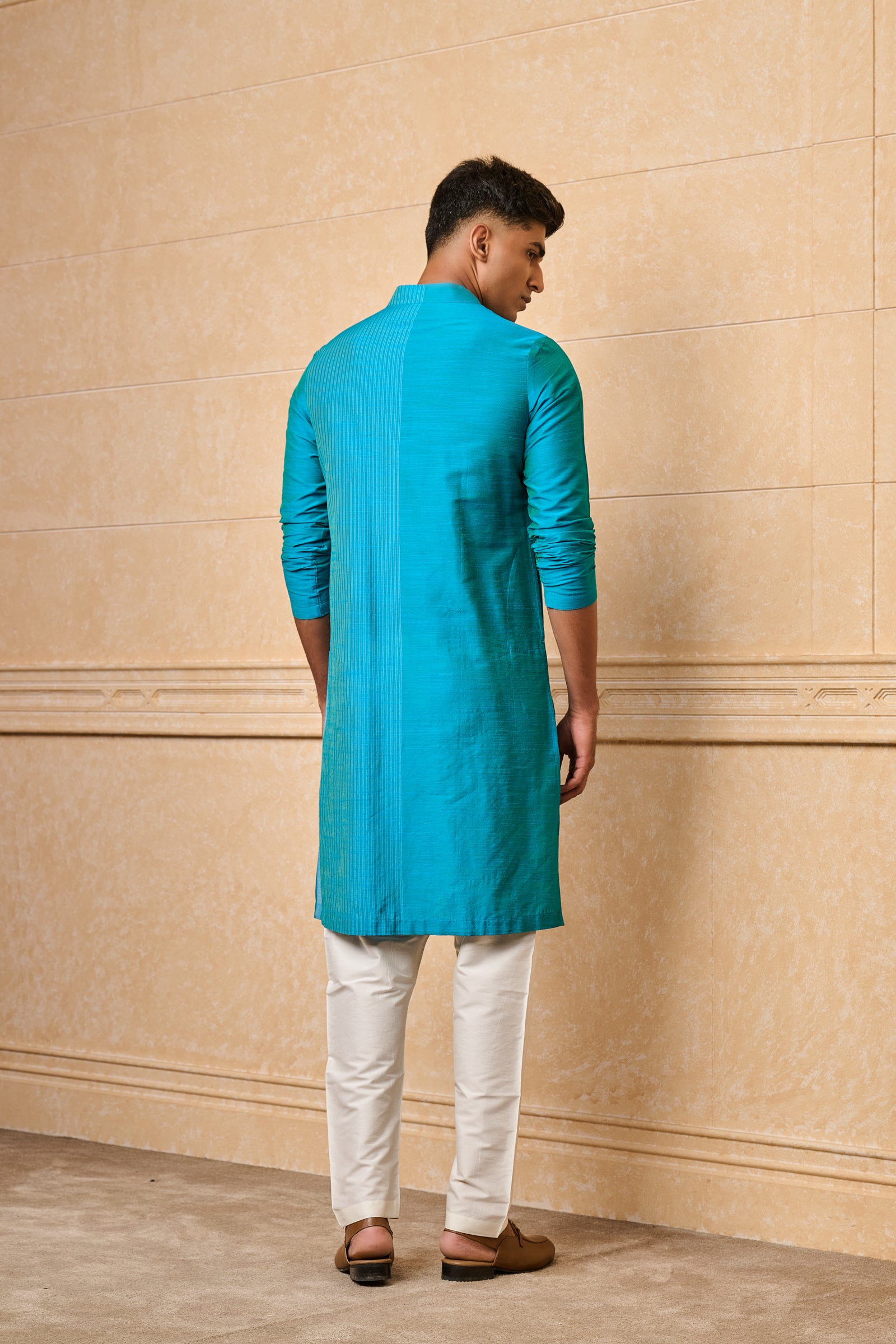 Blue Zero Point Collar Kurta