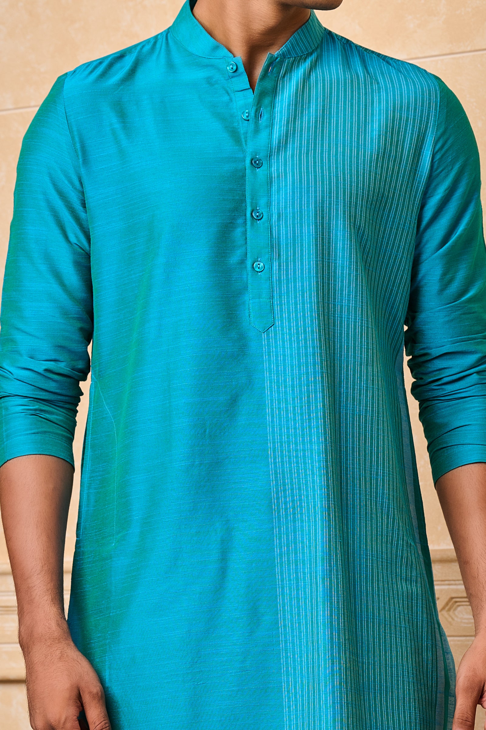 Blue Zero Point Collar Kurta