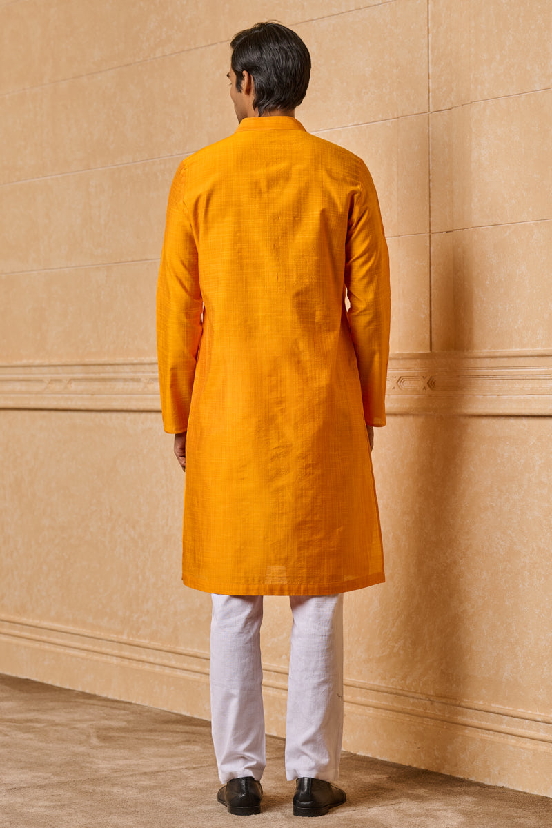 Yellow Ochre Zero Point Collar Single Kurta