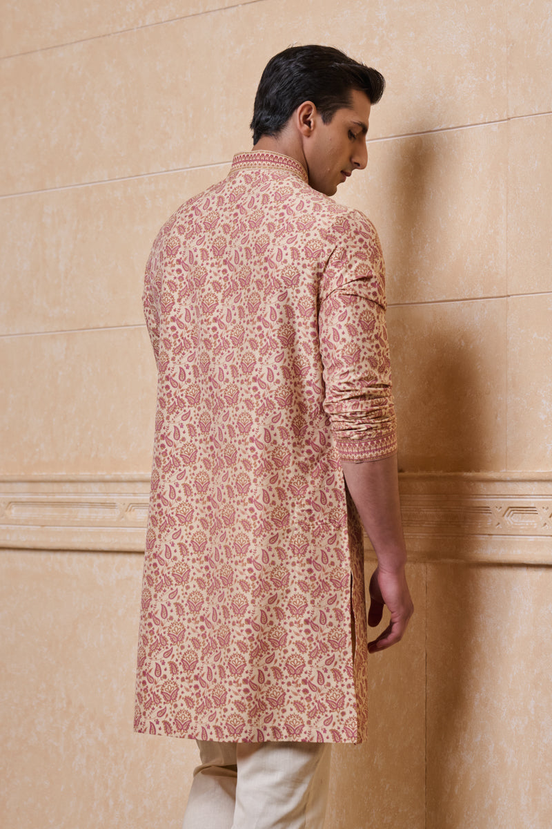 Beige All Over Printed Single Kurta