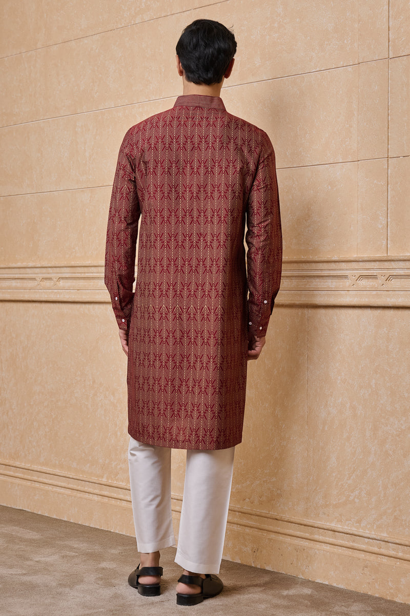 Maroon All Over Printed Single Kurta