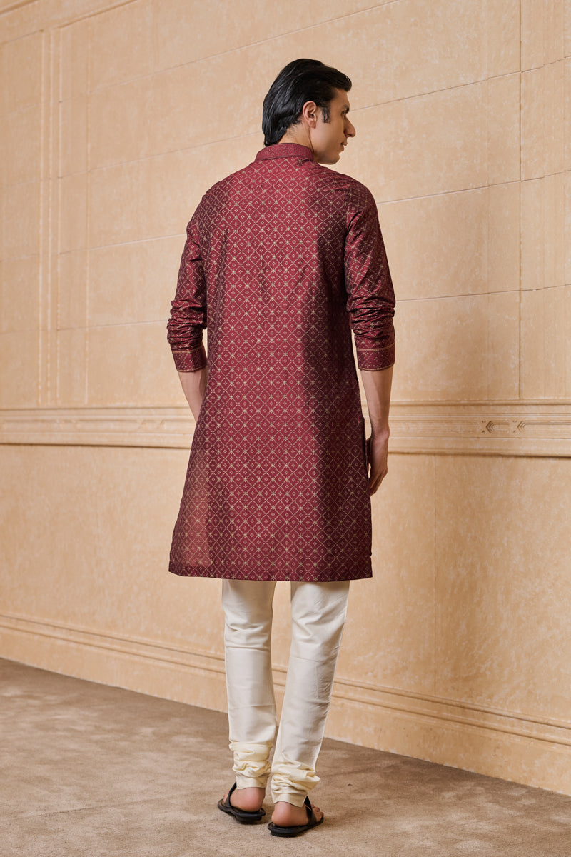 Wine All Over Geometrical Print Kurta