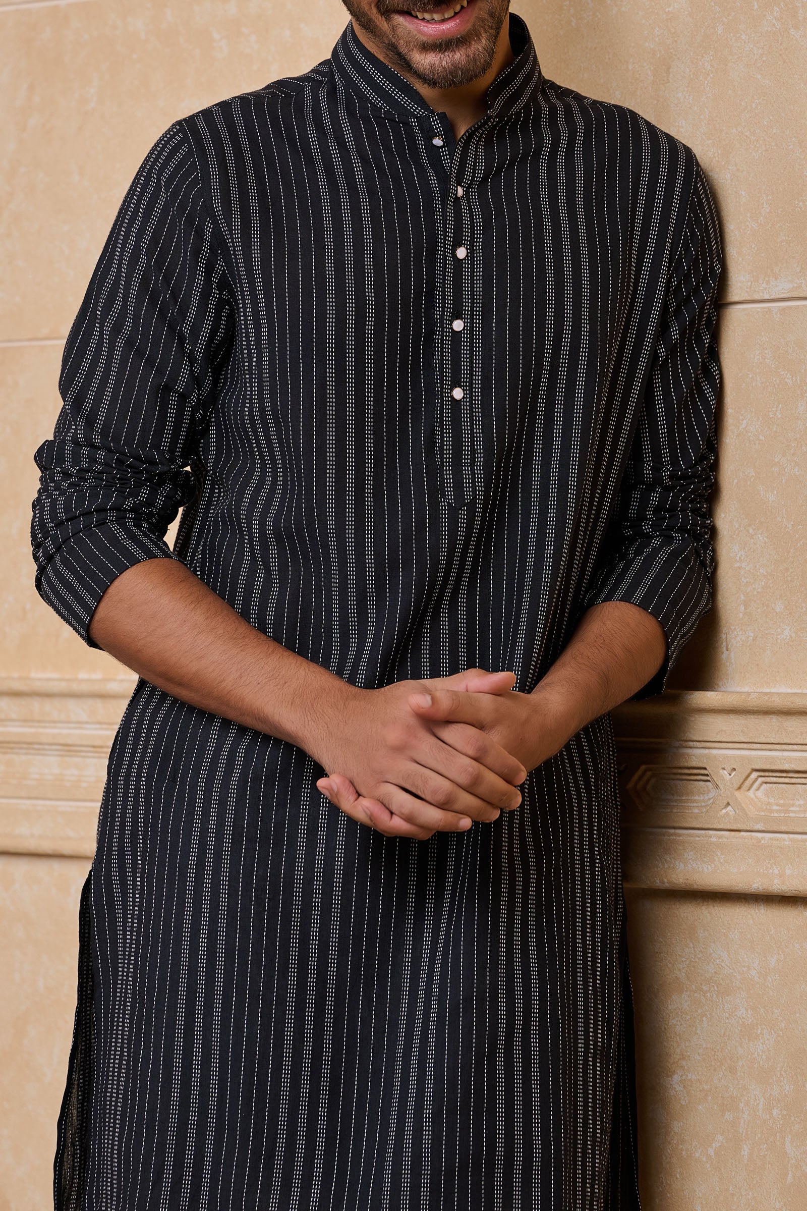 Black Jacquard Single Kurta