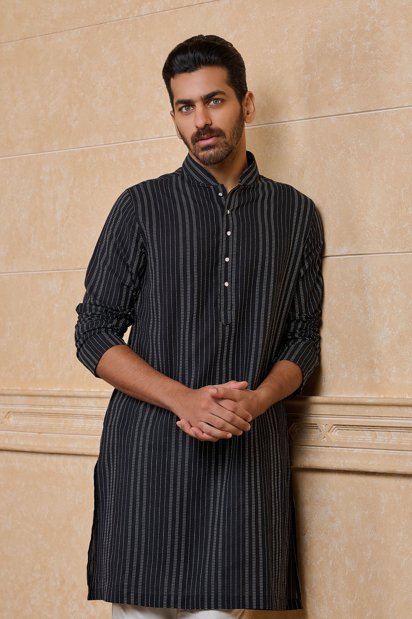 Black Jacquard Single Kurta