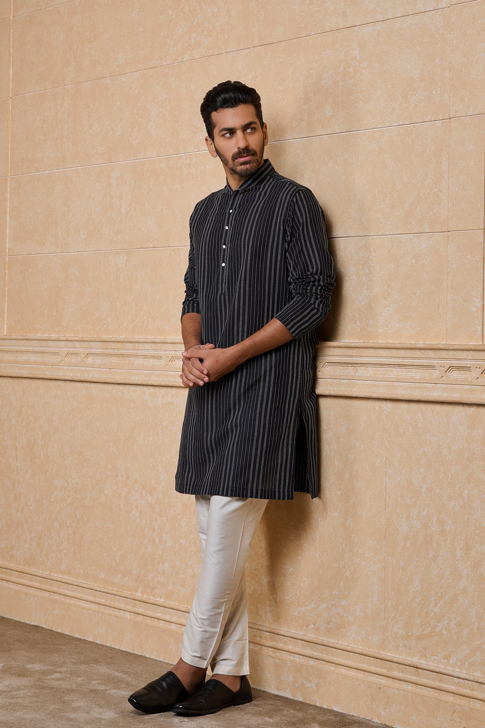 Black Jacquard Single Kurta