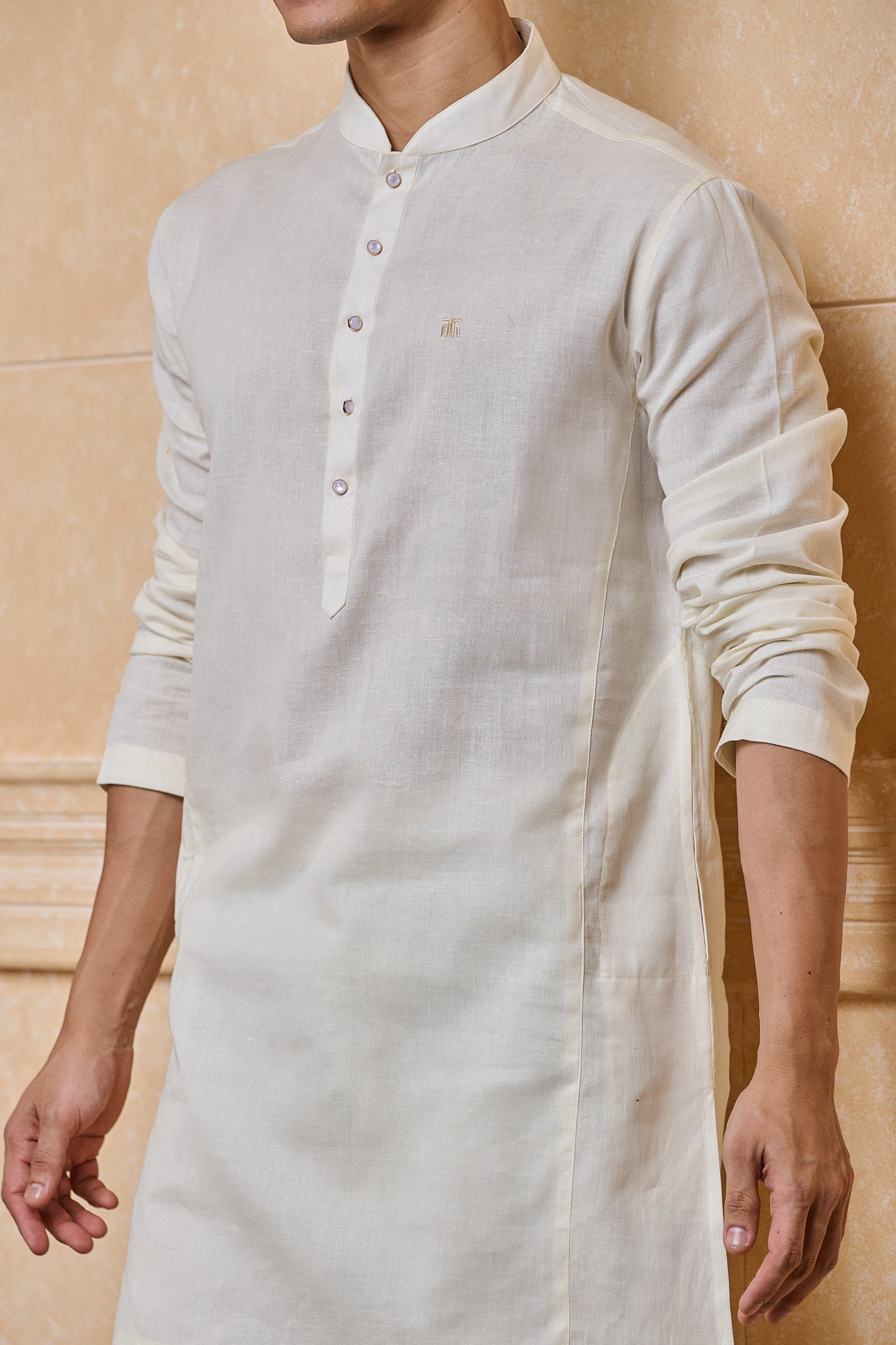 Ivory Clasic Zero Point Collar Single Kurta