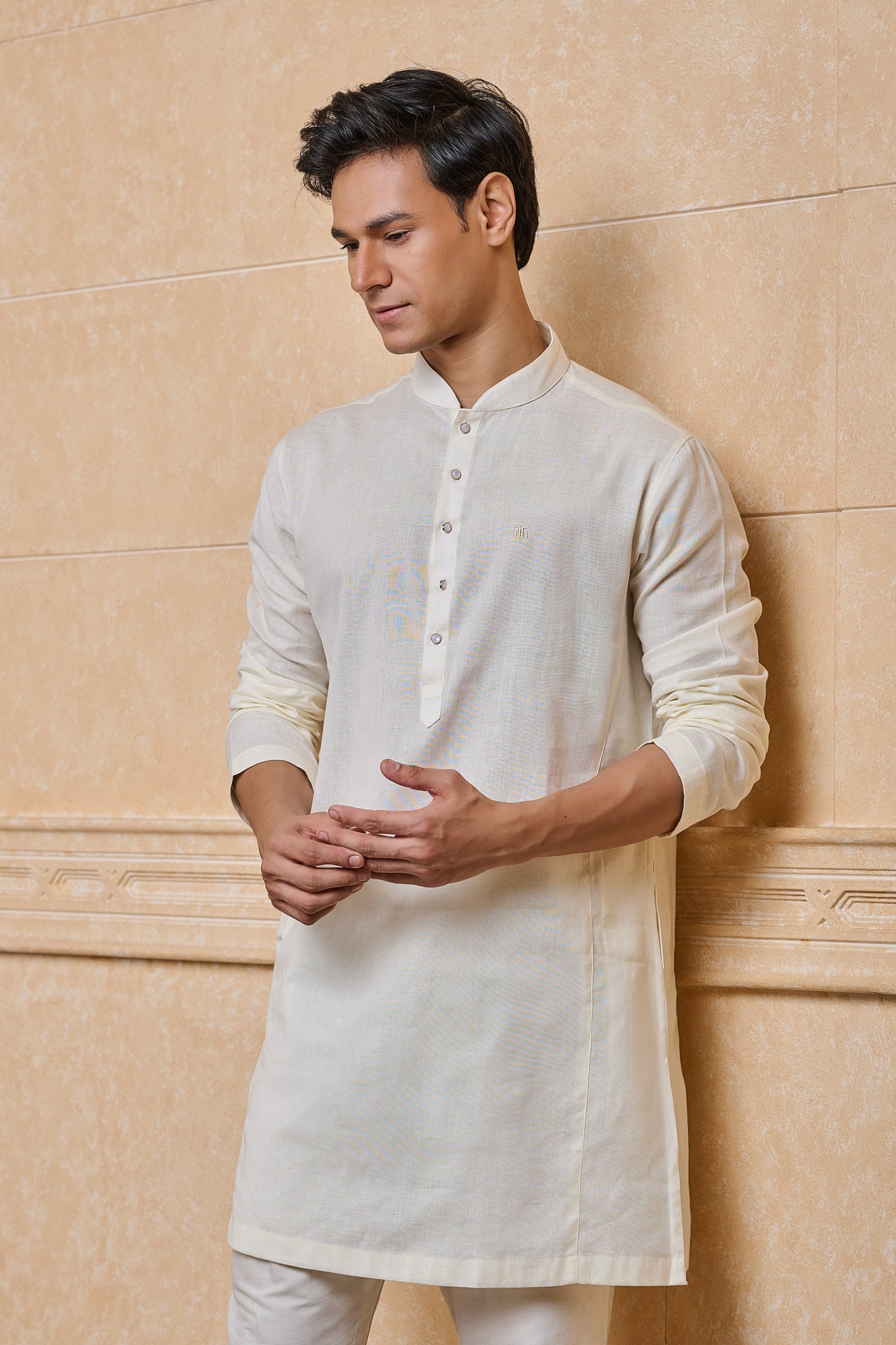 Ivory Clasic Zero Point Collar Single Kurta