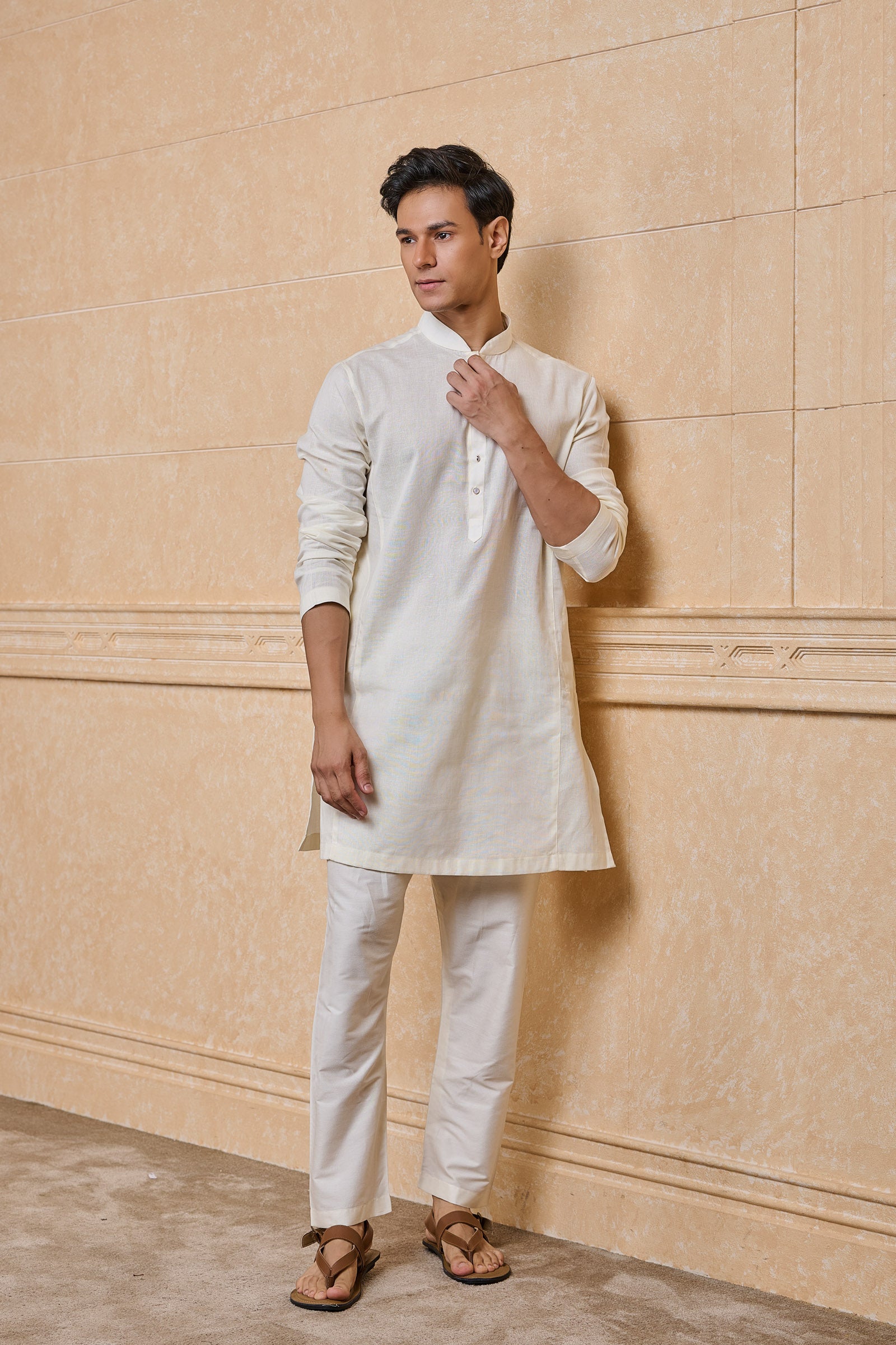 Ivory Clasic Zero Point Collar Single Kurta