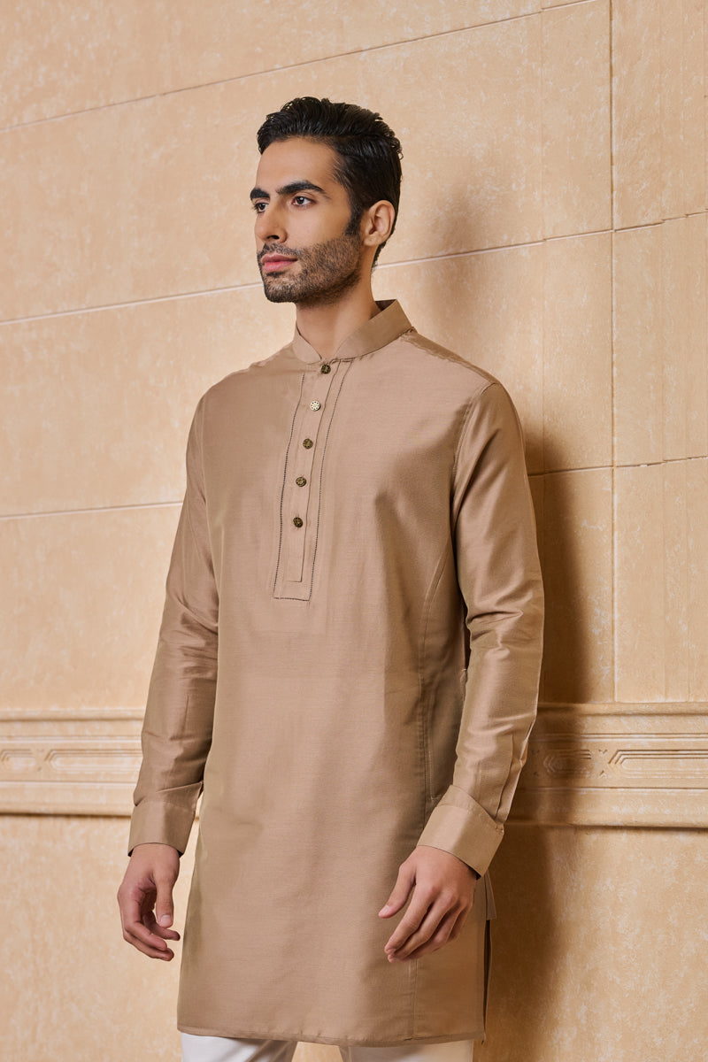 Brown Stylised Kurta With Jaali Detailing