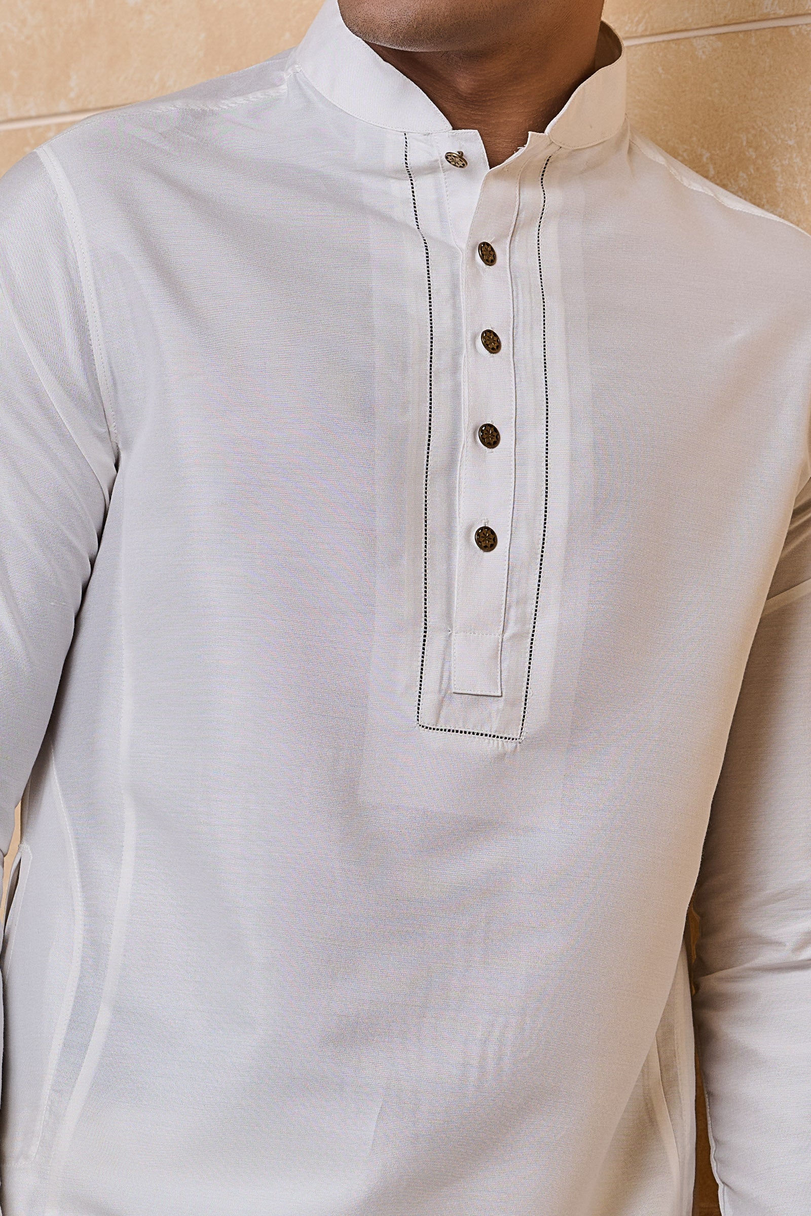 Ivory Stylised Kurta With Jaali Detailing