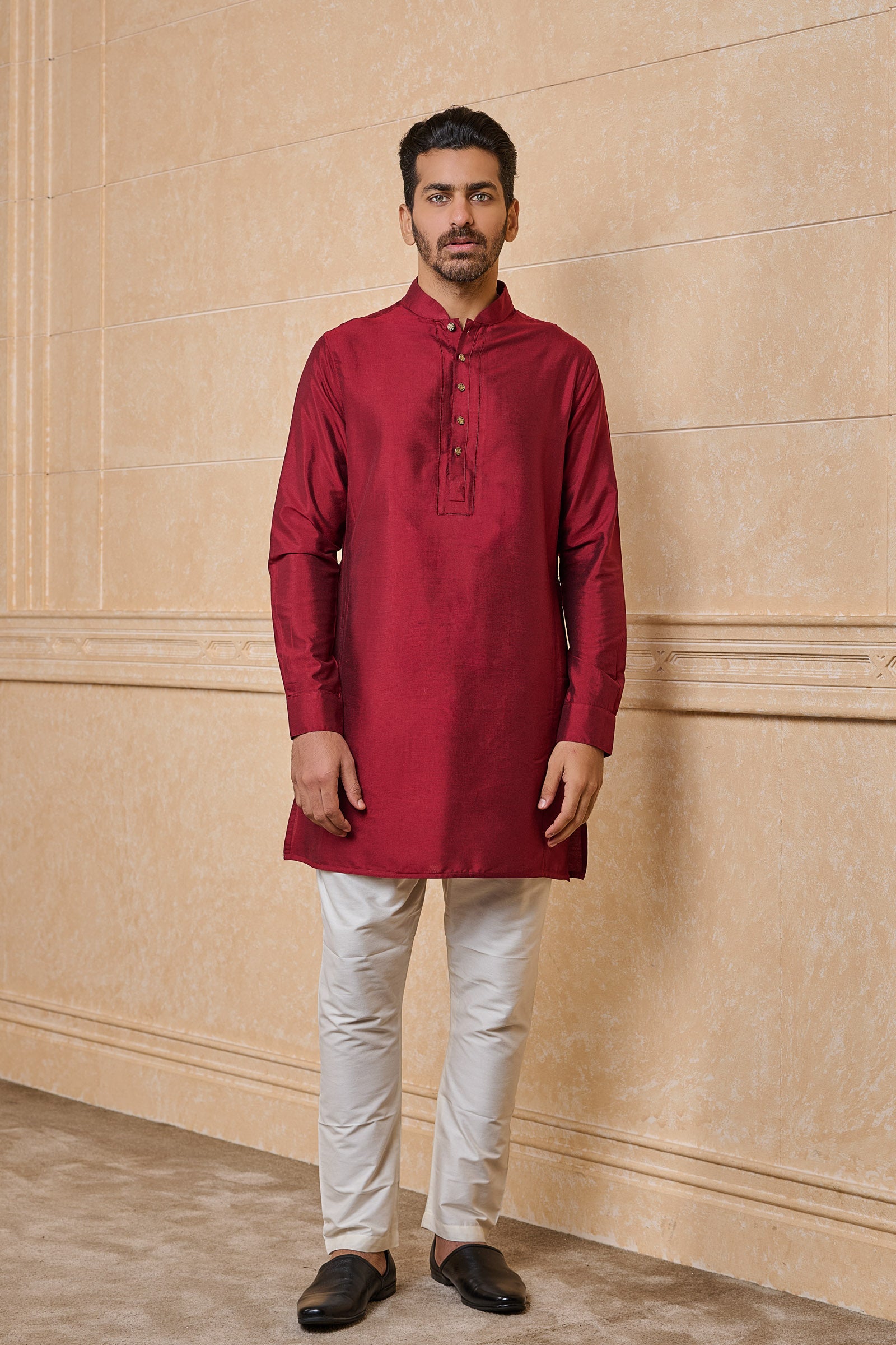 Maroon Stylised Kurta With Jaai Detailing