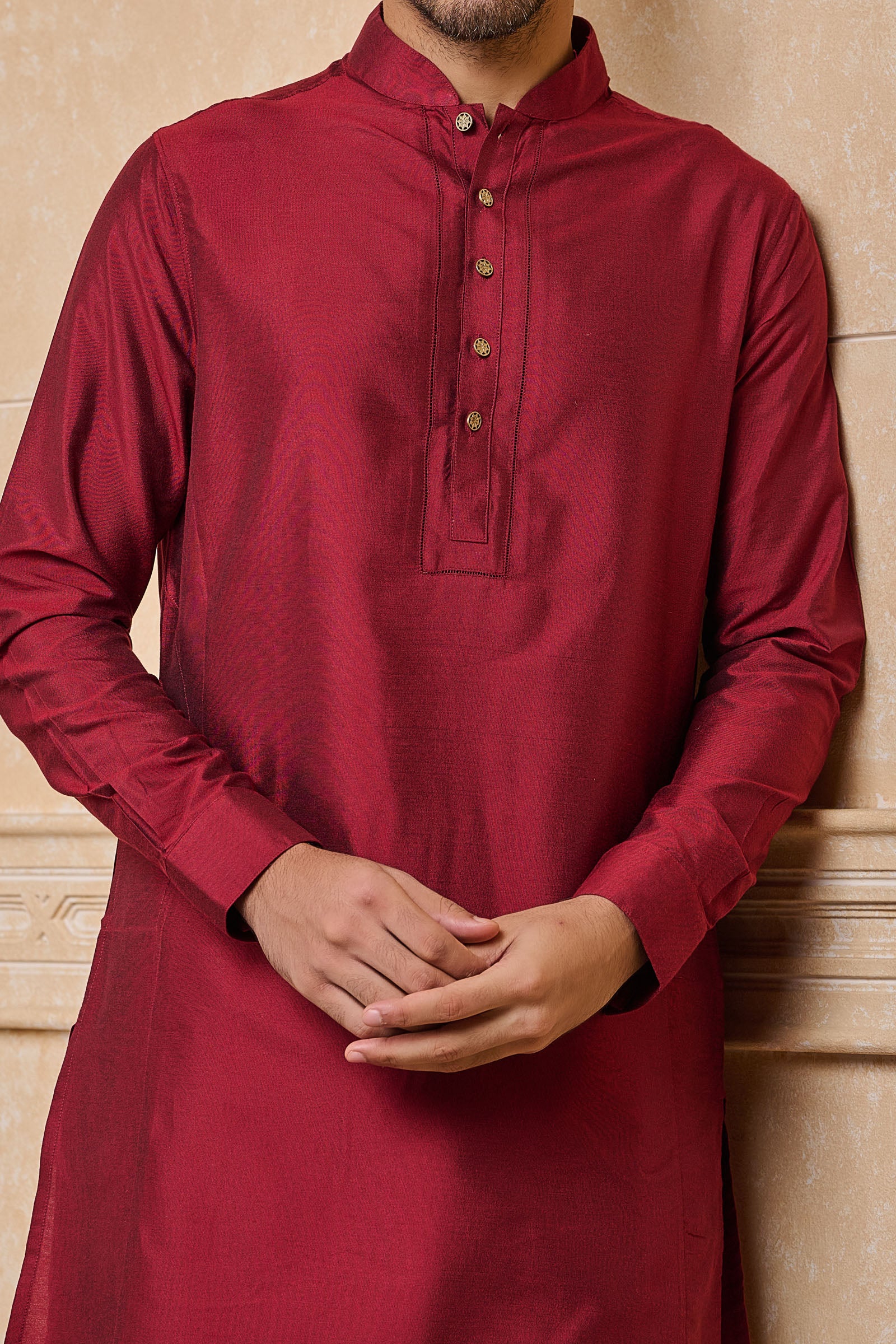 Maroon Stylised Kurta With Jaai Detailing