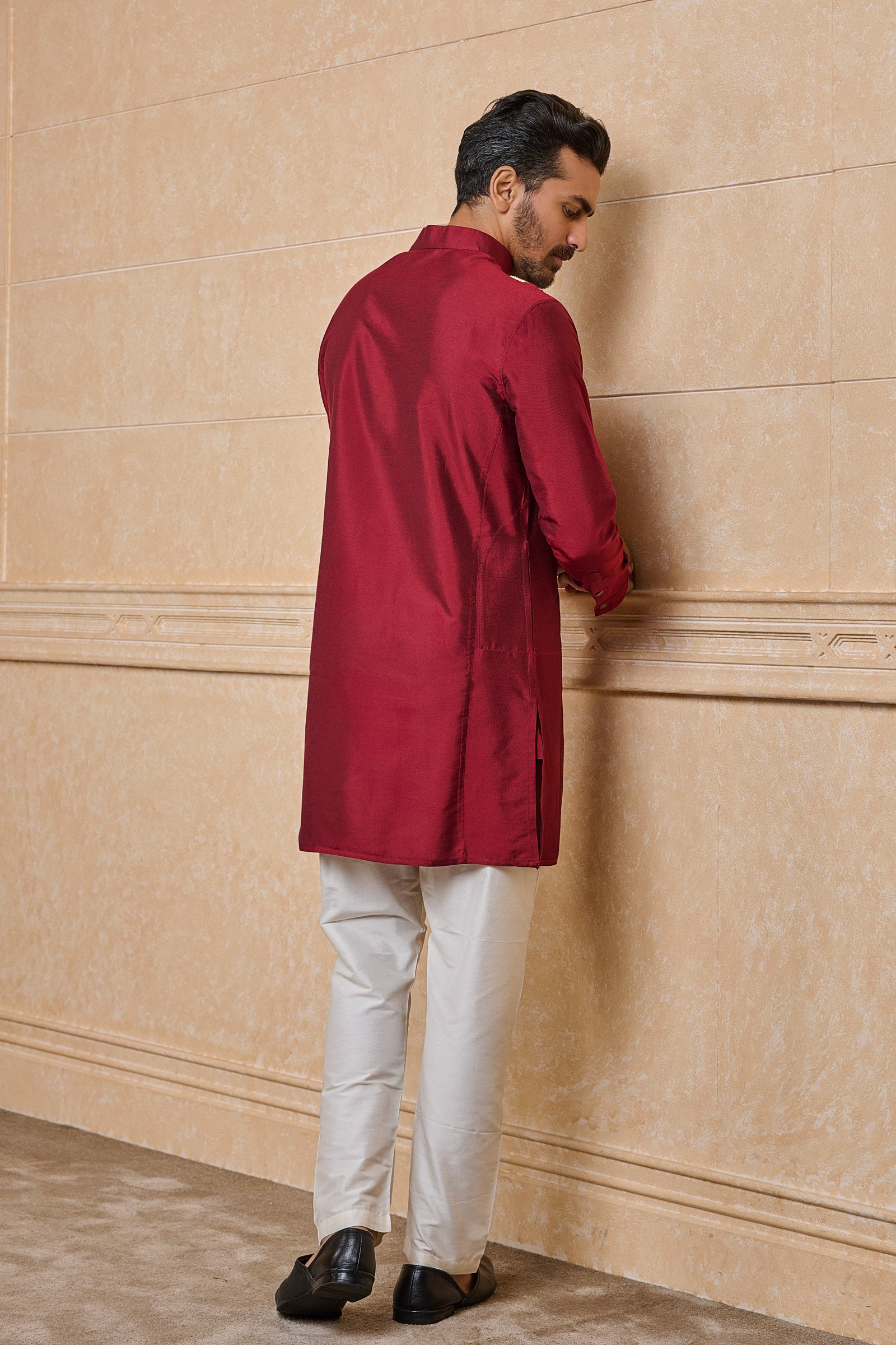 Maroon Stylised Kurta With Jaai Detailing