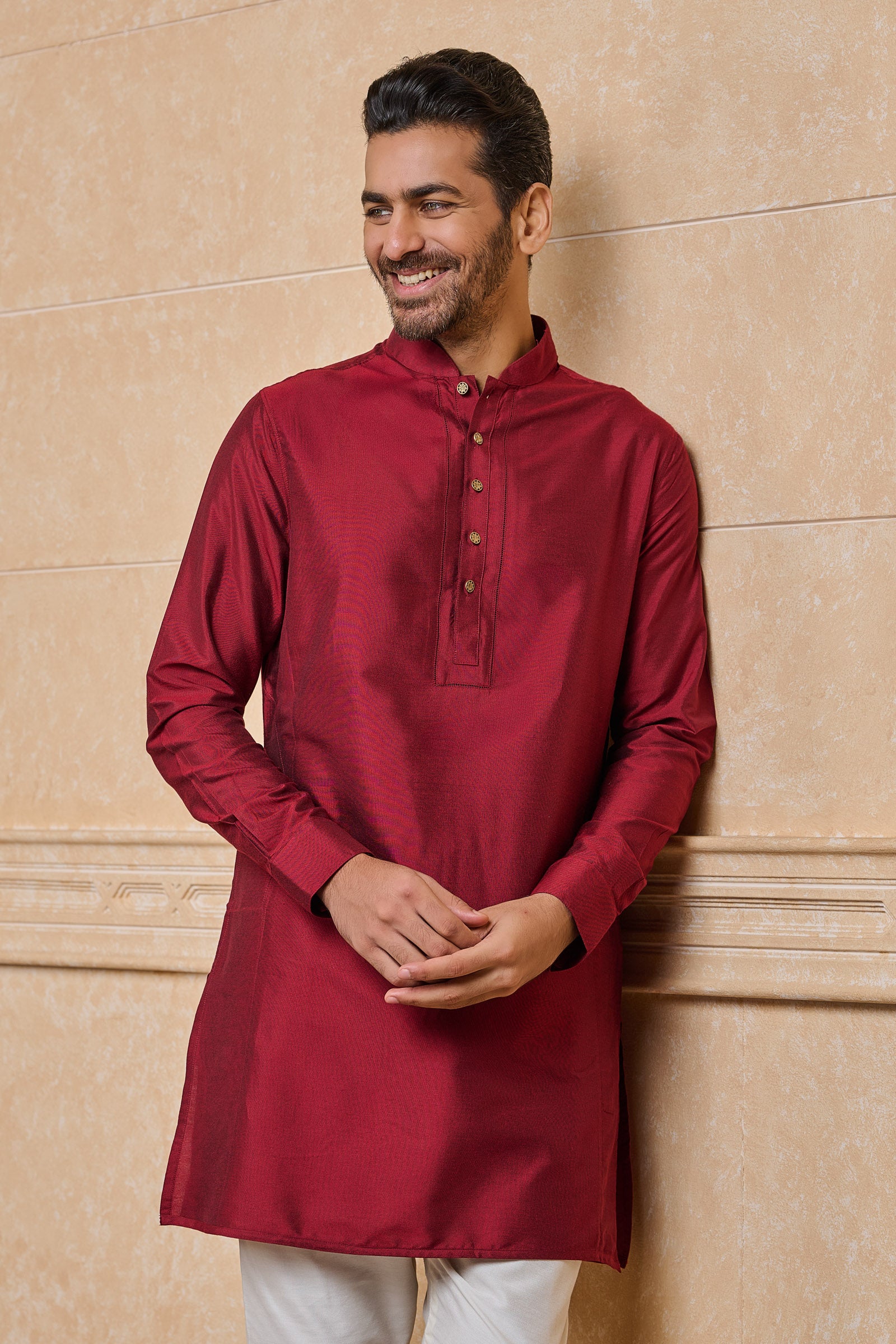 Maroon Stylised Kurta With Jaai Detailing