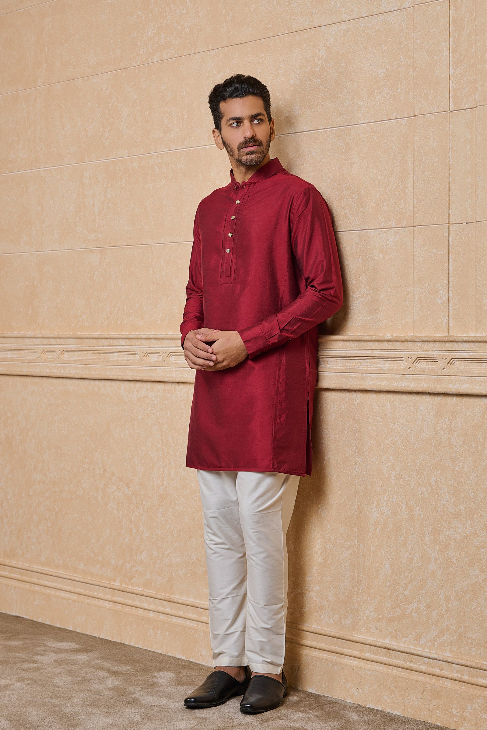 Maroon Stylised Kurta With Jaai Detailing