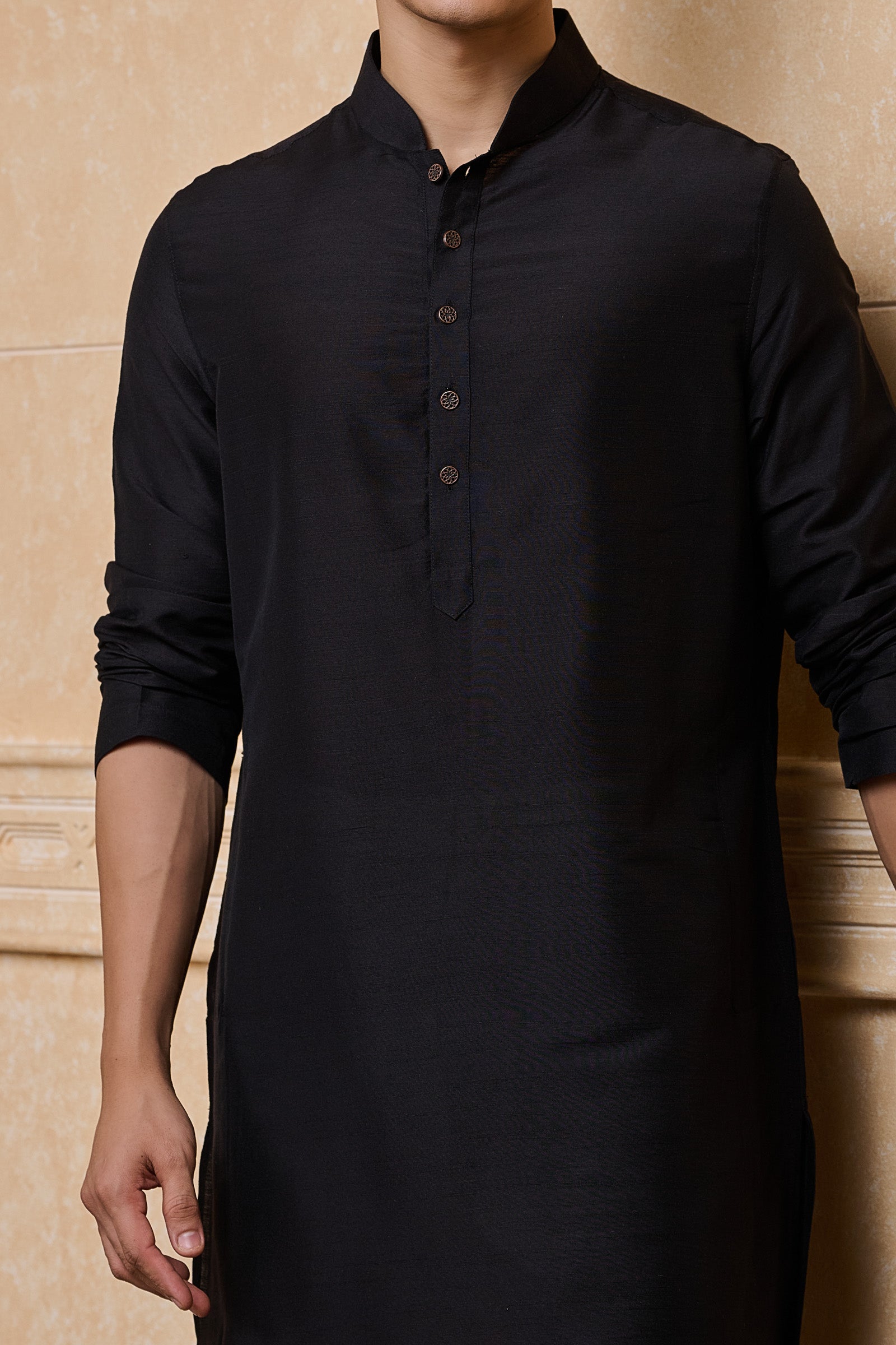 Black Classic Solid Single Kurta