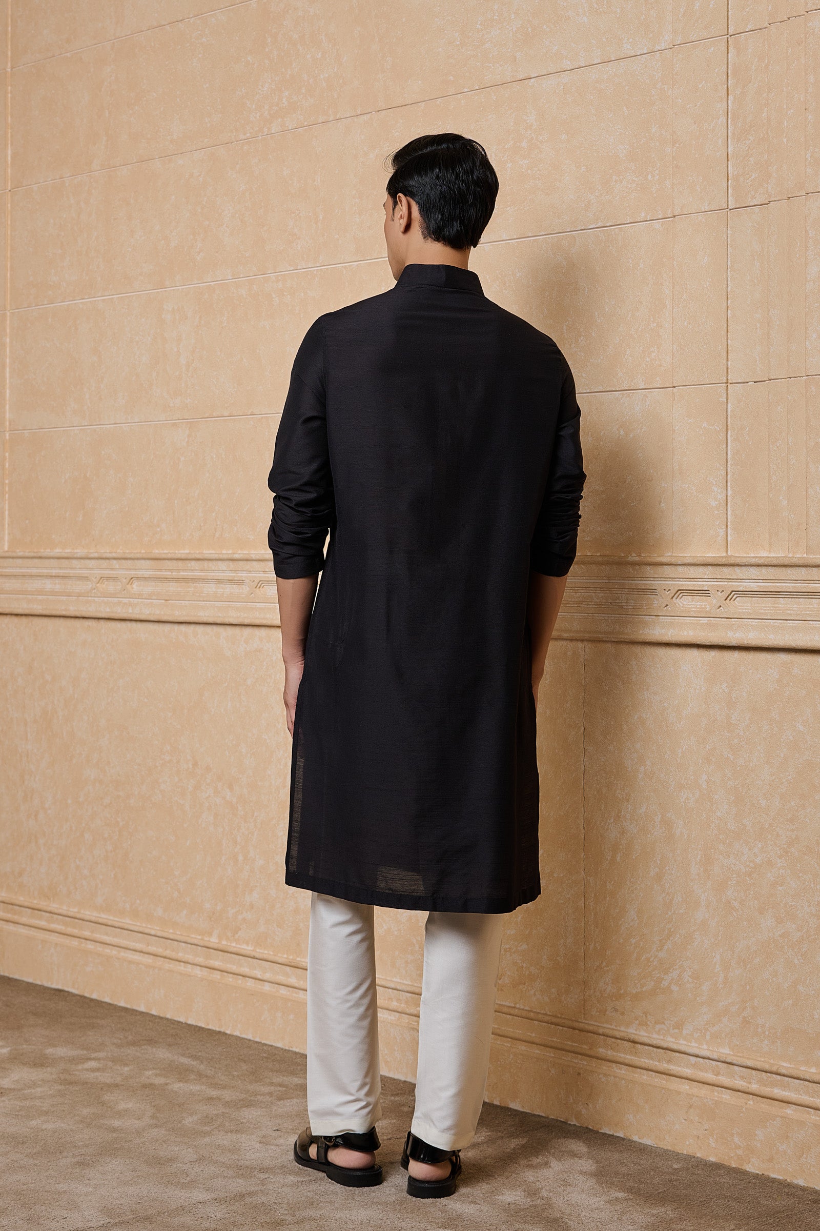 Black Classic Solid Single Kurta