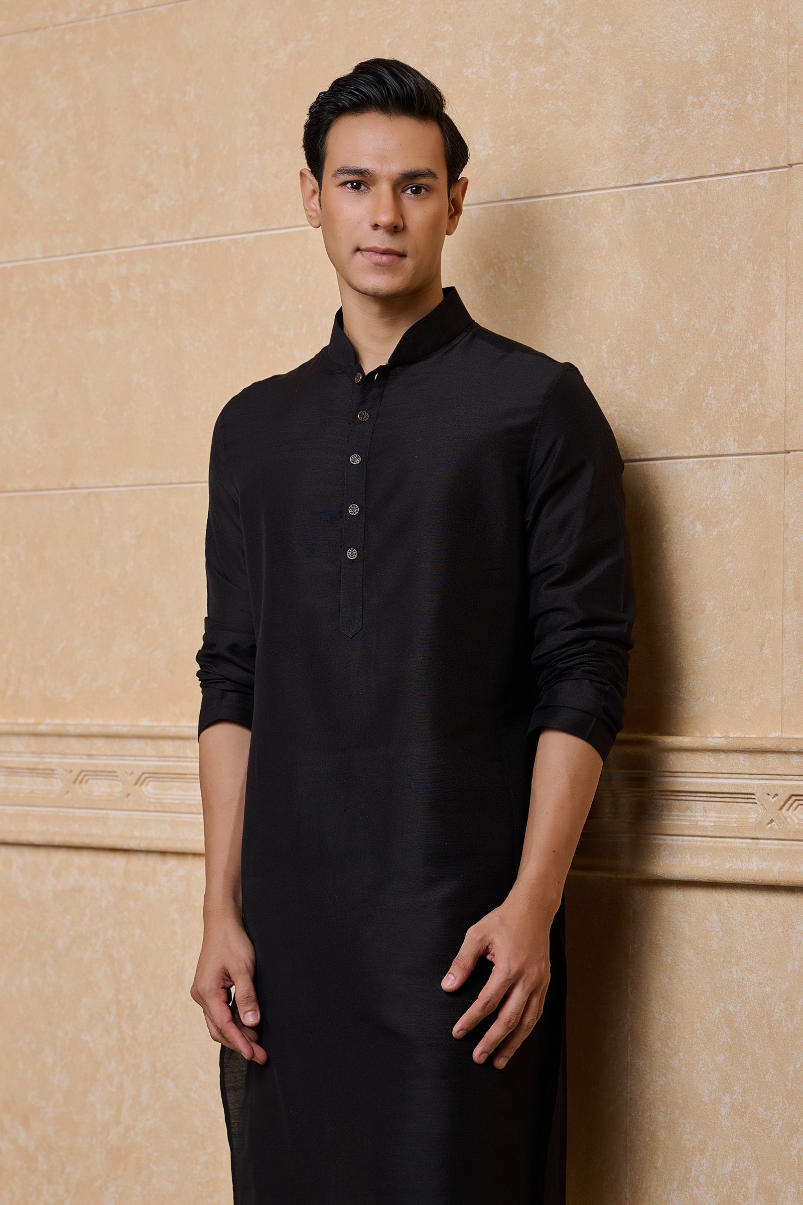 Black Classic Solid Single Kurta