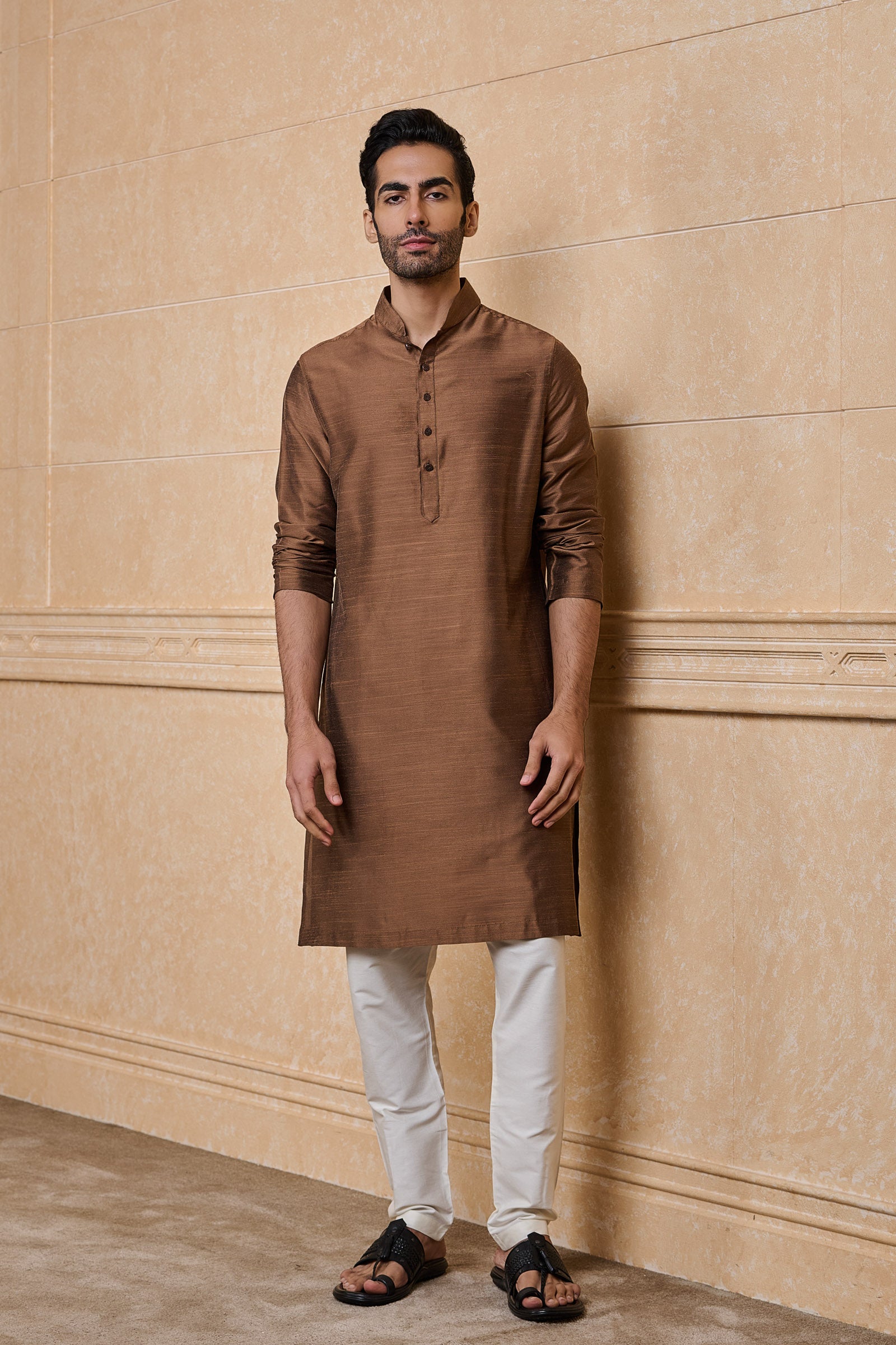 Brown Classic Solid Single Kurta