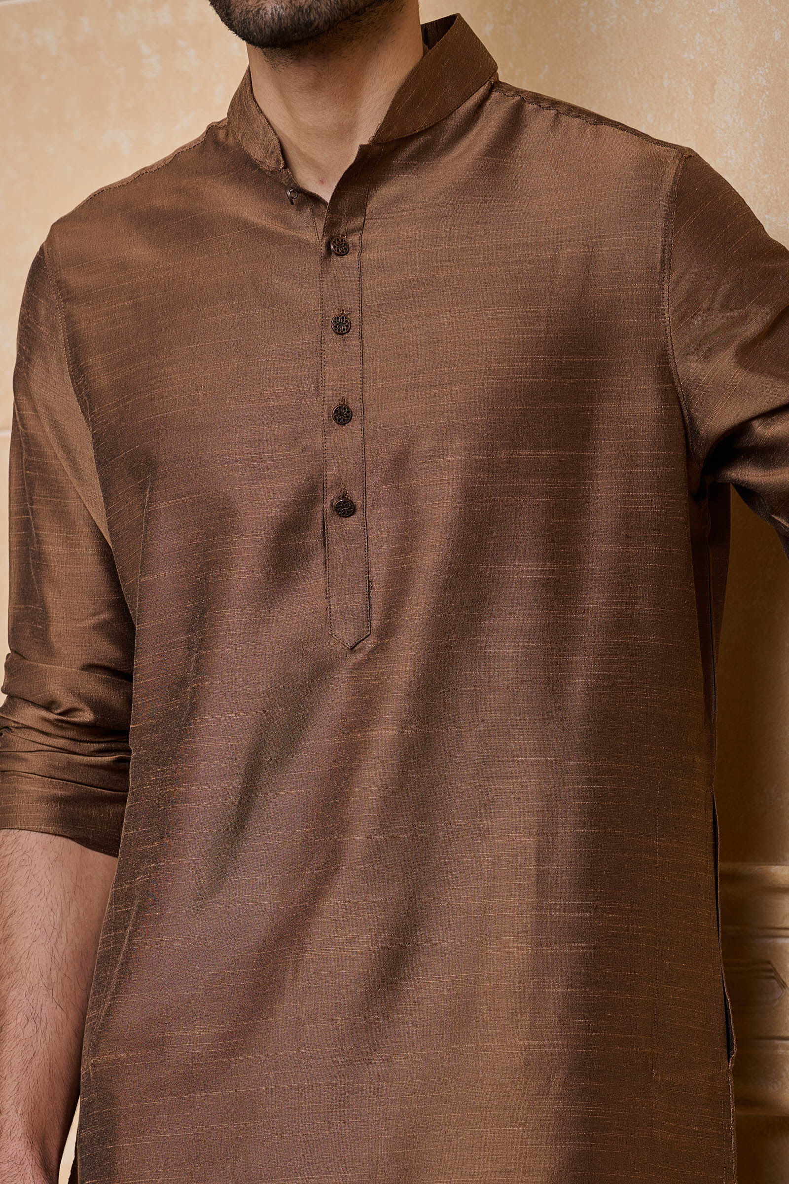 Brown Classic Solid Single Kurta