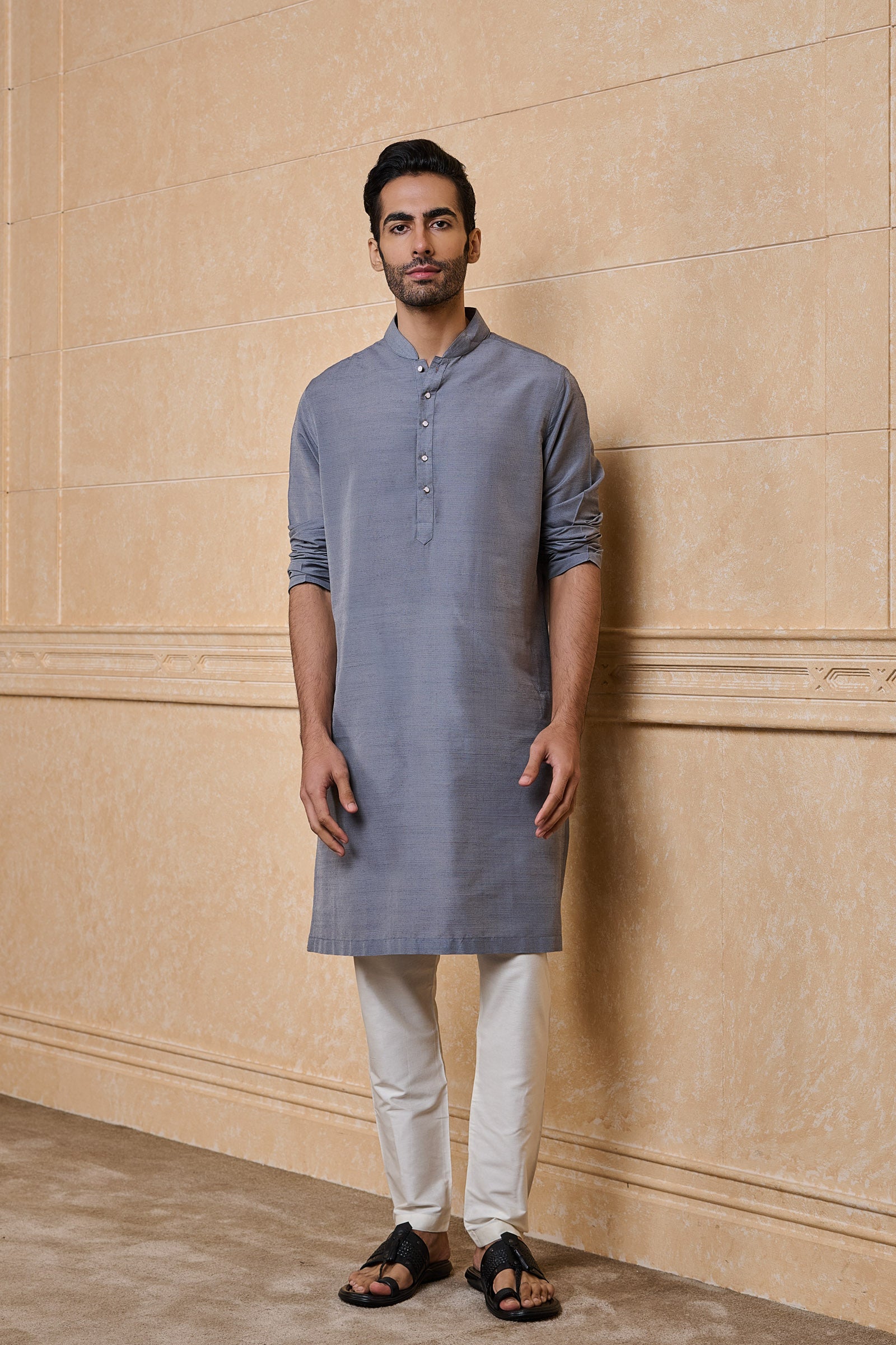 Medium Grey Classic Solid Single Kurta