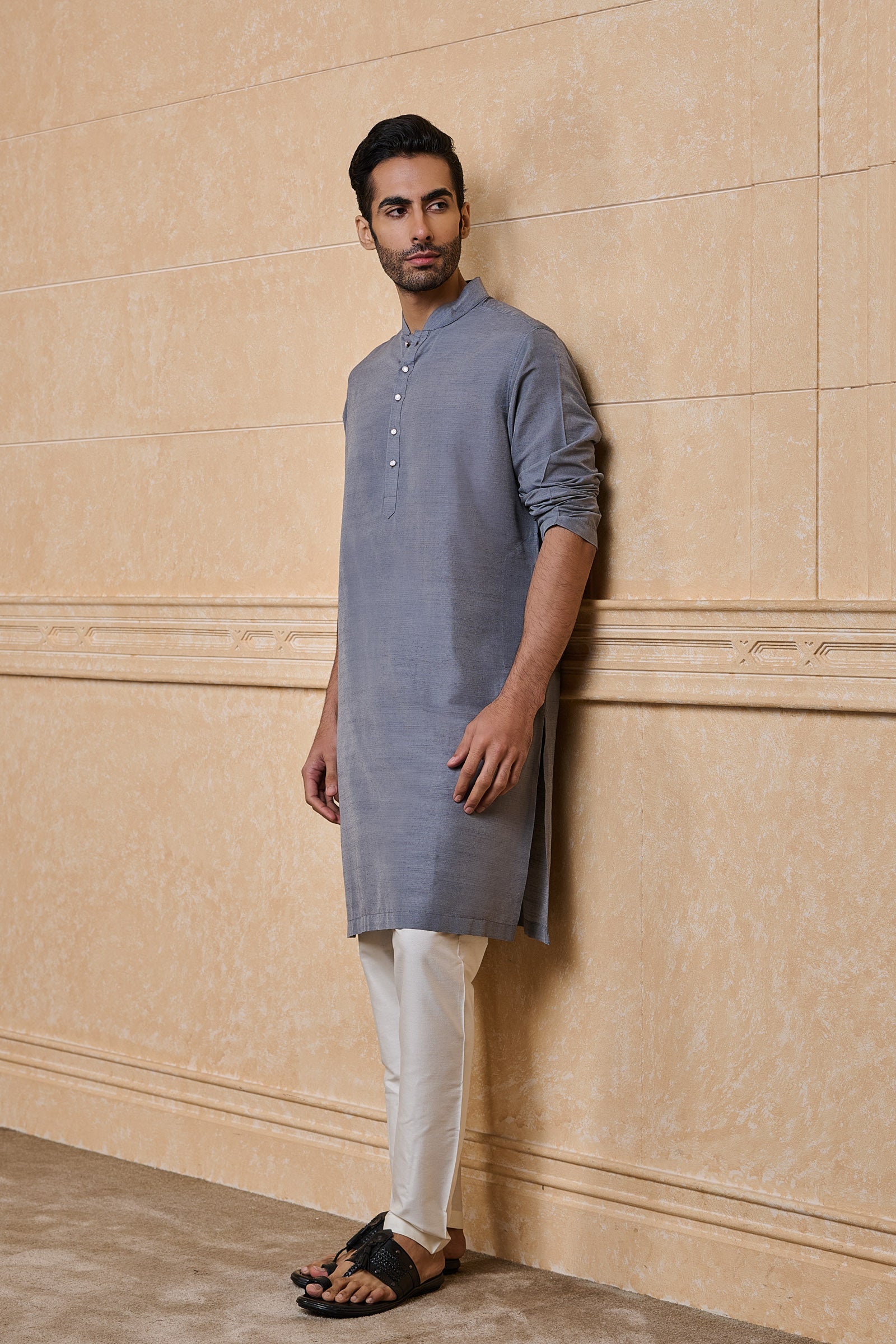 Medium Grey Classic Solid Single Kurta