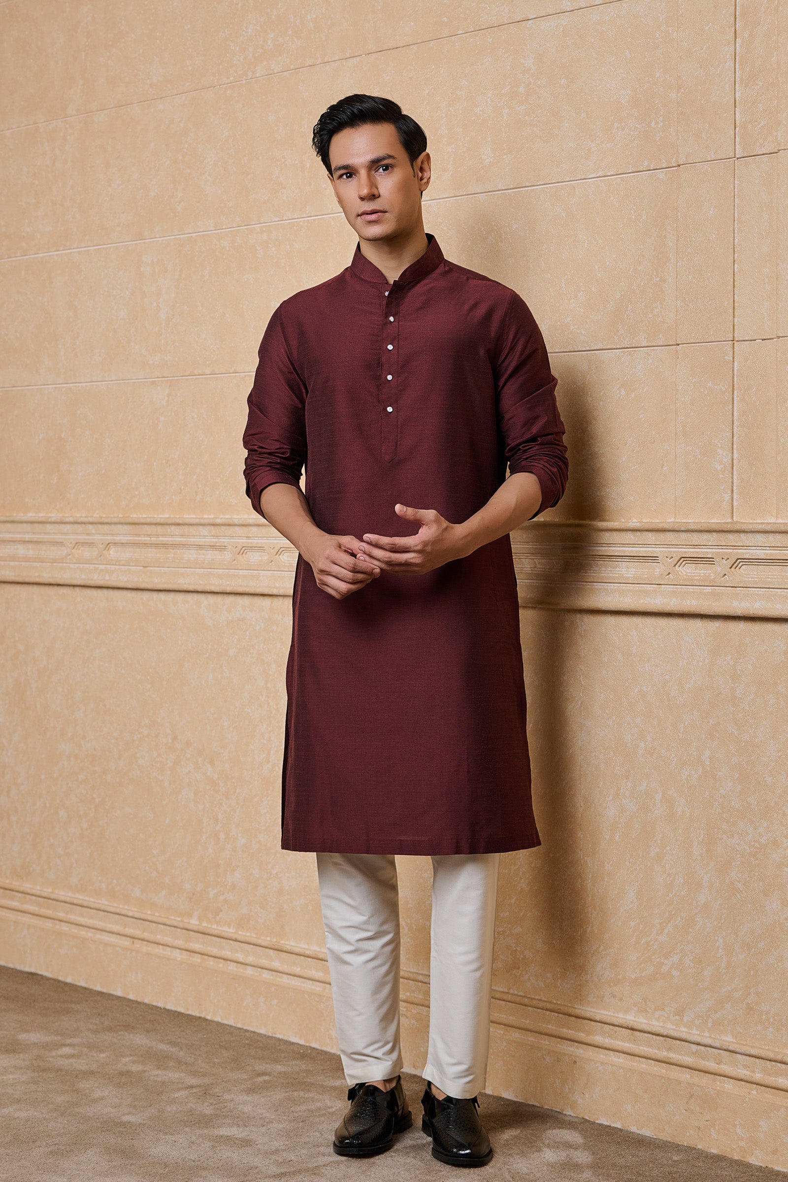 Wine Classic Solid Single Kurta