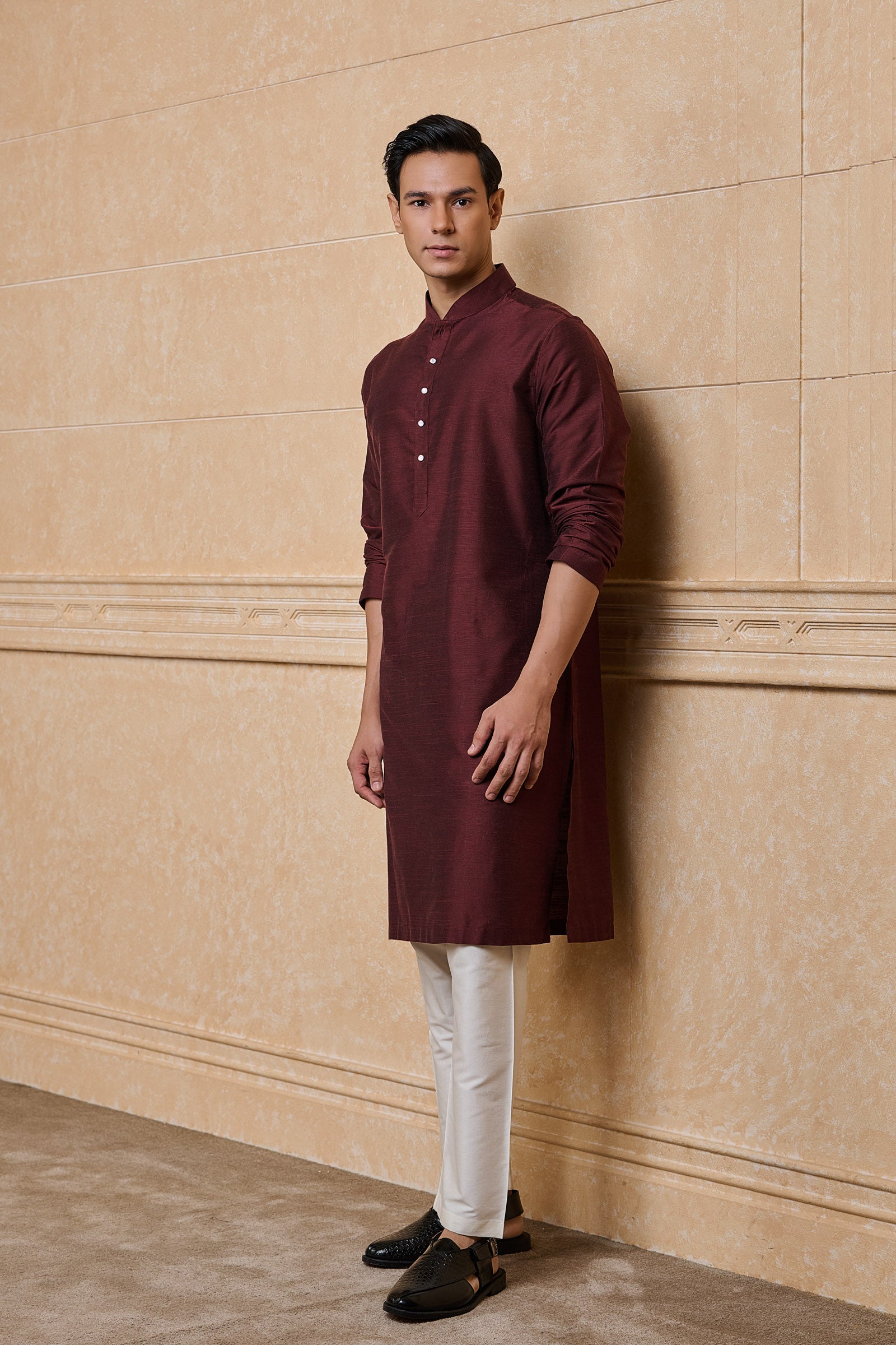 Wine Classic Solid Single Kurta