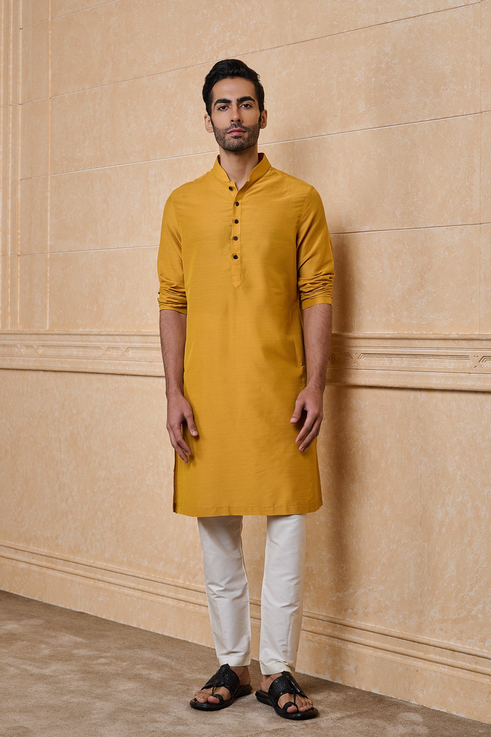 Yellow Ochre Classic Solid Single Kurta