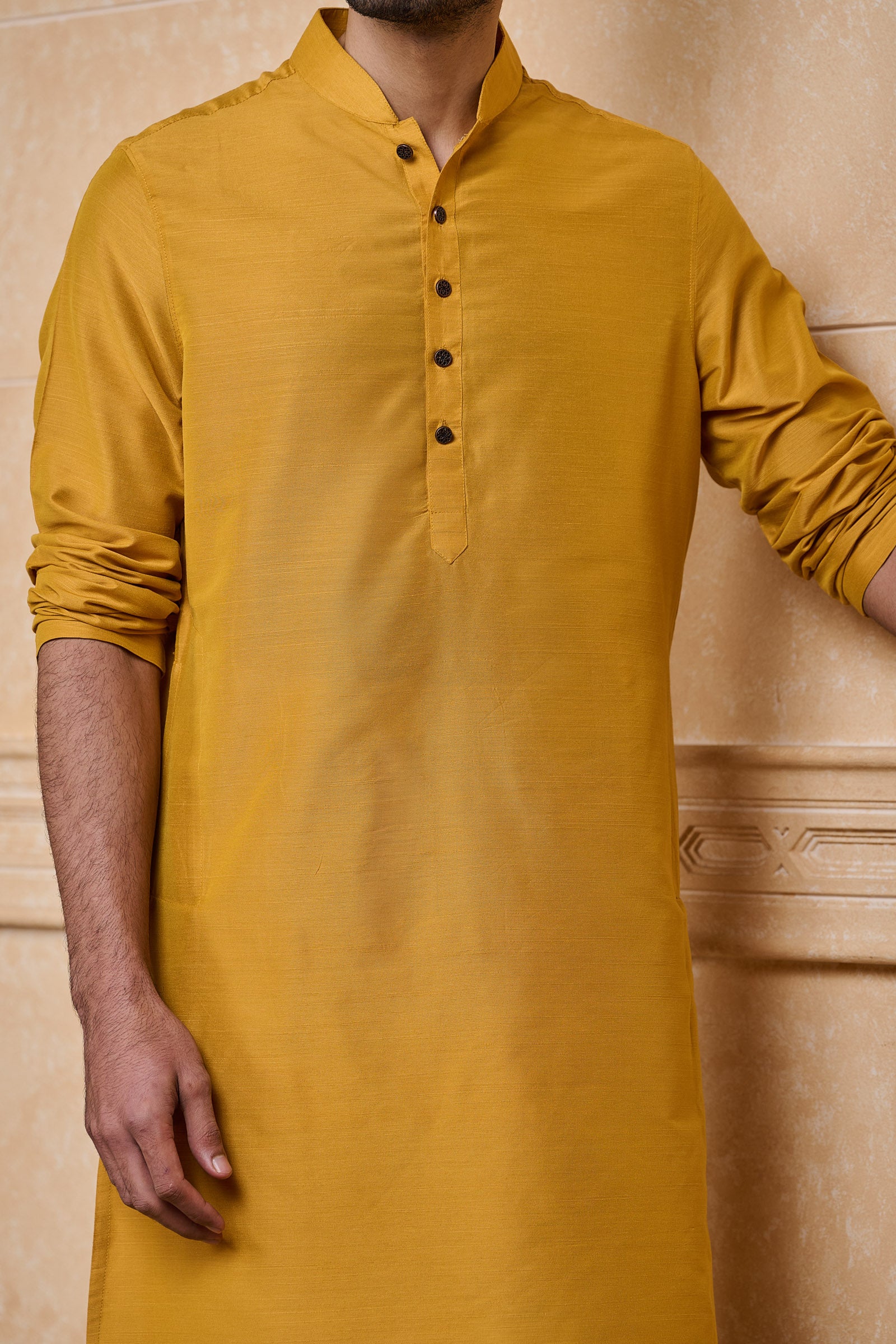 Yellow Ochre Classic Solid Single Kurta