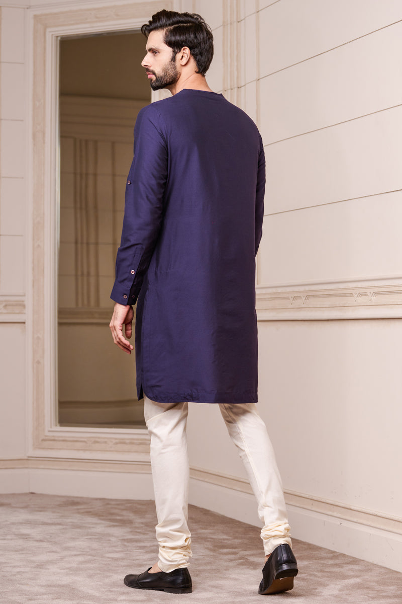 Navy Stylised Kurta With Zipper Detailing