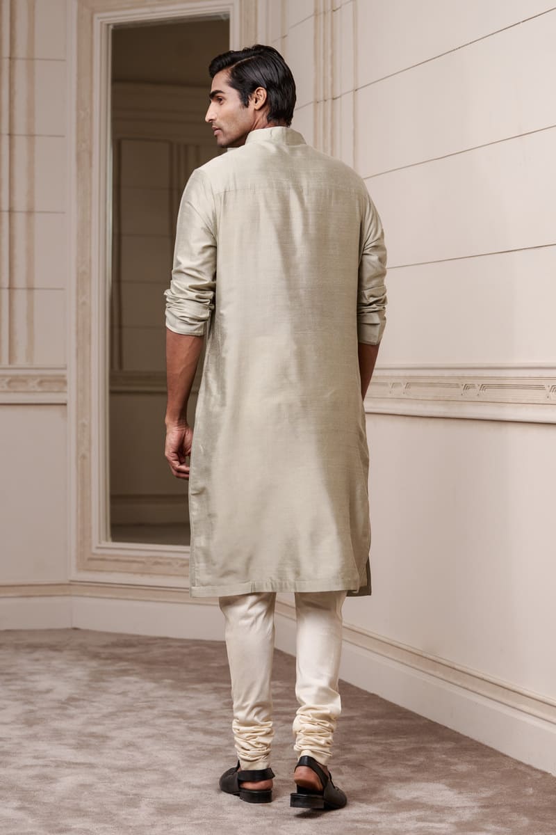 Light Grey Zero Point Collar Kurta