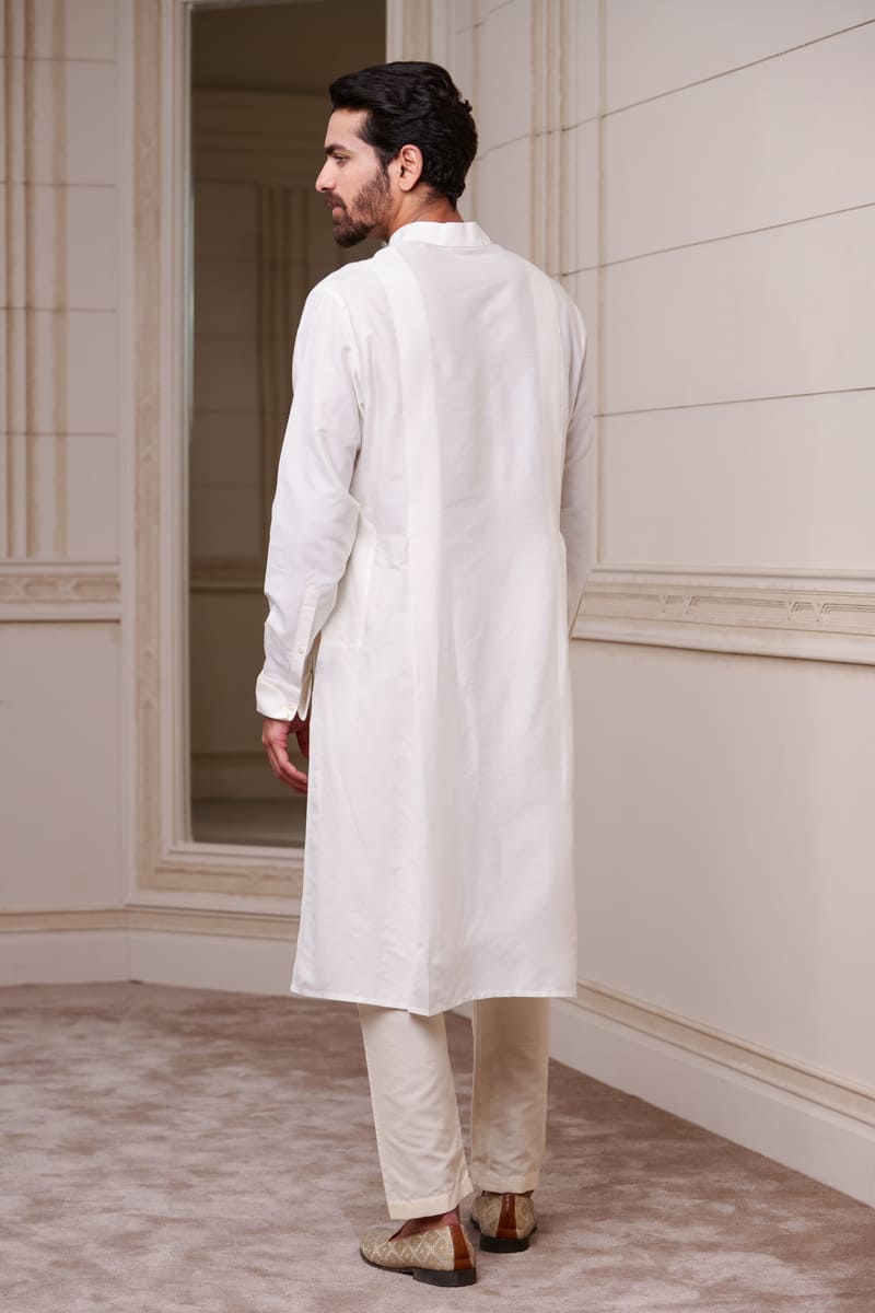 White Open Collar Kurta