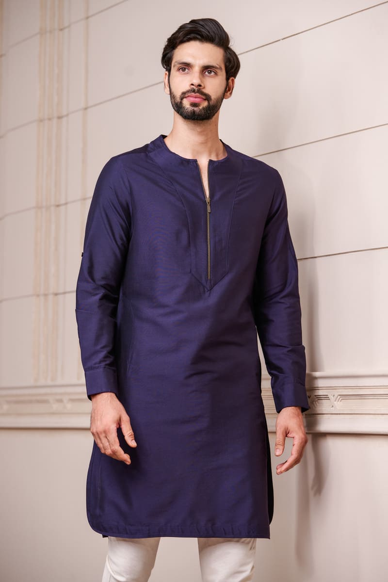 Navy Round Neck Kurta