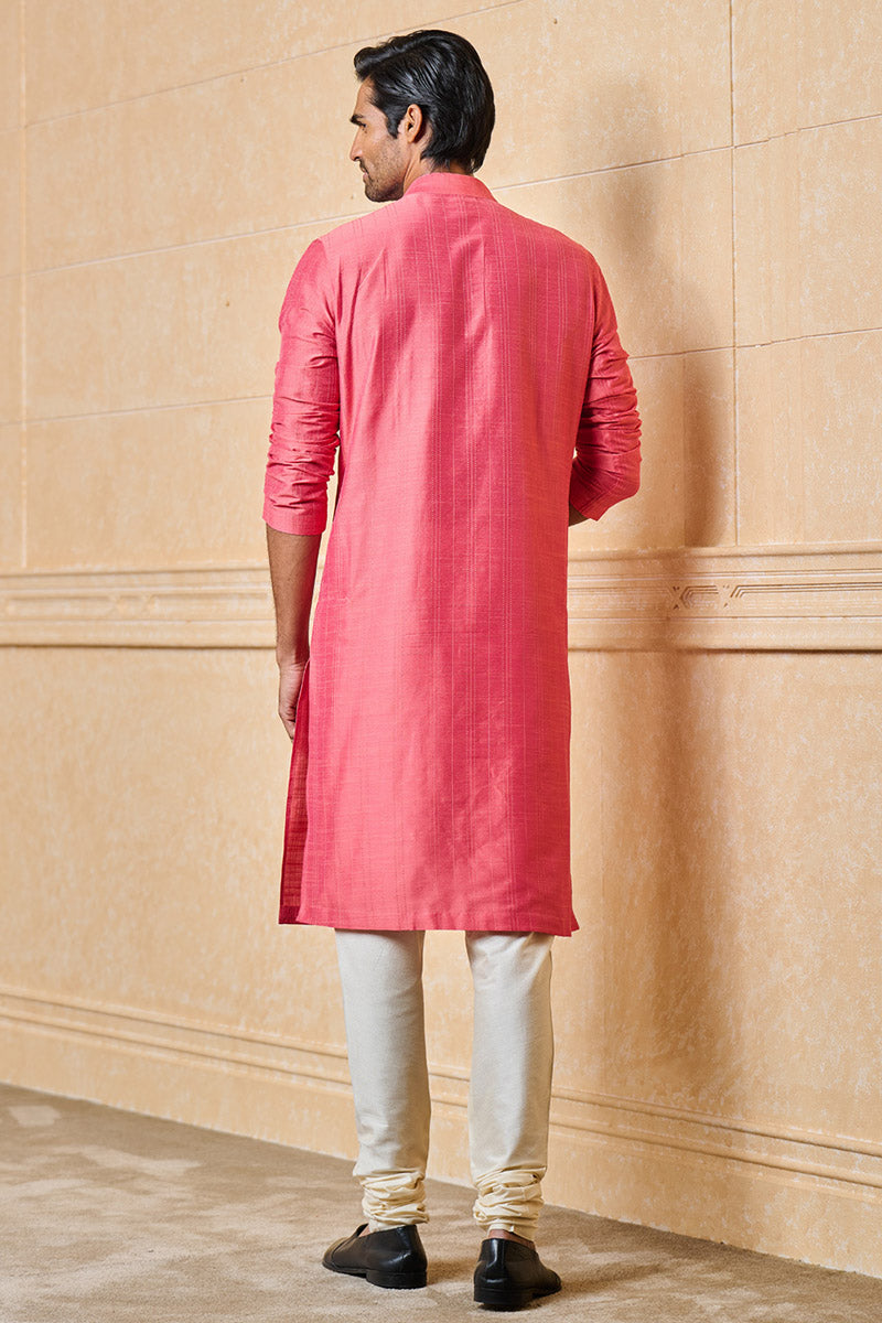 Pink Jacquard Kurta