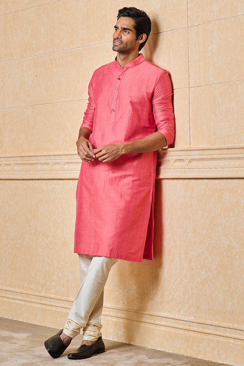 Pink Jacquard Kurta