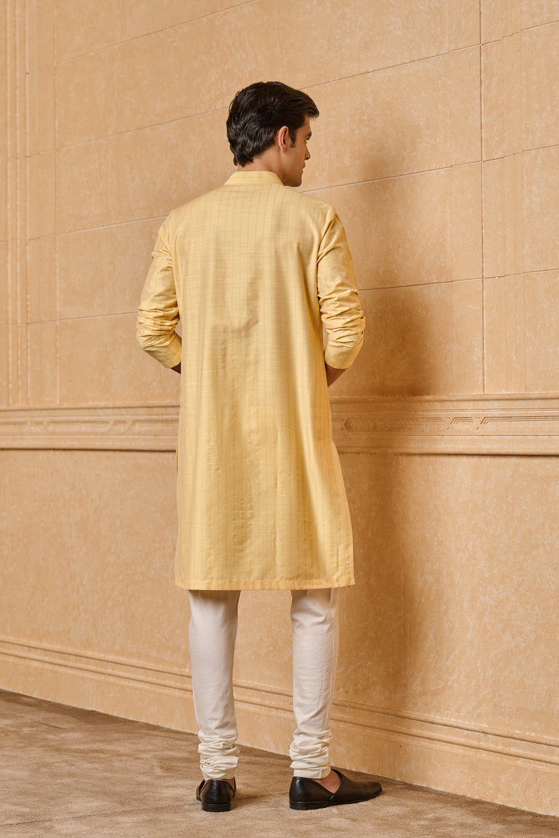 Yellow Classic Jacquard Kurta